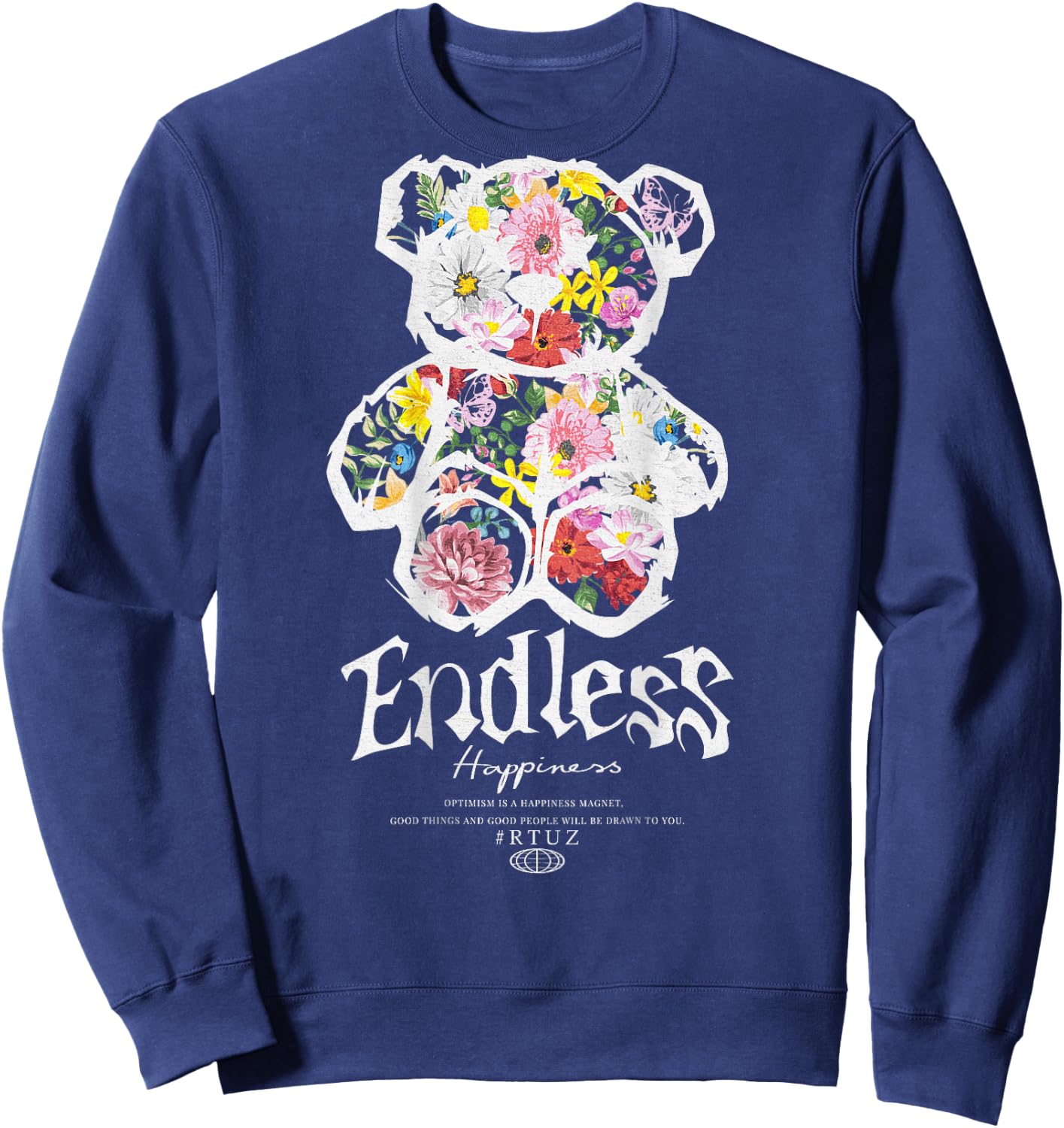 Hip Hop Vintage Edgy Urban Y2K Backprint Streetwear Teddy Sweatshirt - Sweatshirt | Navy