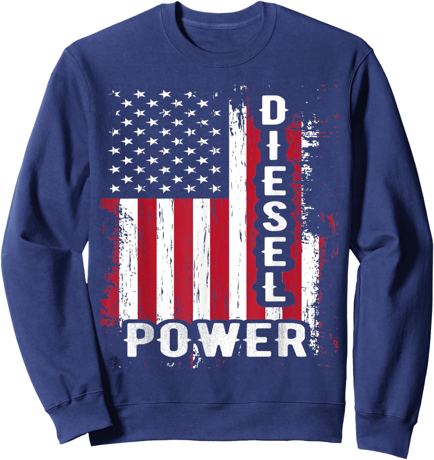 Patriotic American Flag Diesel Mechanic Diesel Power Flag Women Kids Men Sweatshirt - Sweatshirt | Navy