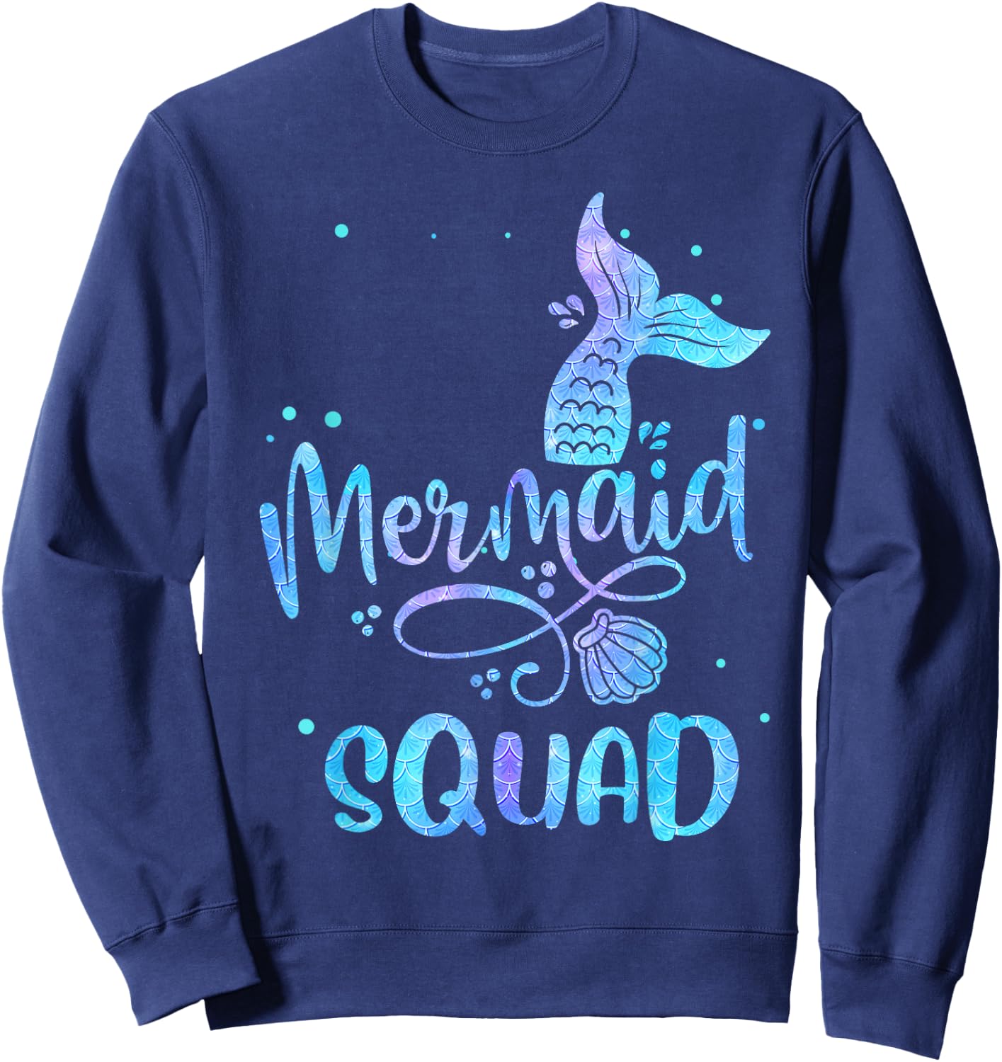 Mermaid Squad Cute Girls Birthday Squad Mermaid Tail Party Sweatshirt - Sweatshirt | Navy