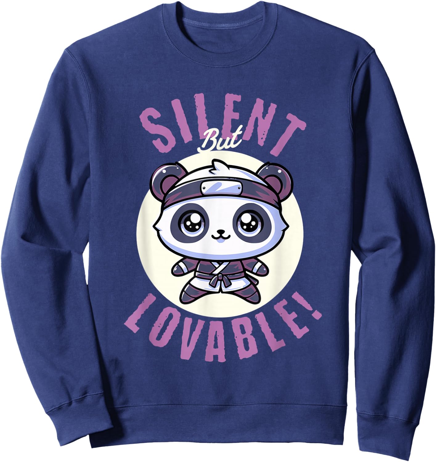 Cute Panda Bear Ninja Silent But Lovable Kids Shirt Sweatshirt - Sweatshirt | Navy
