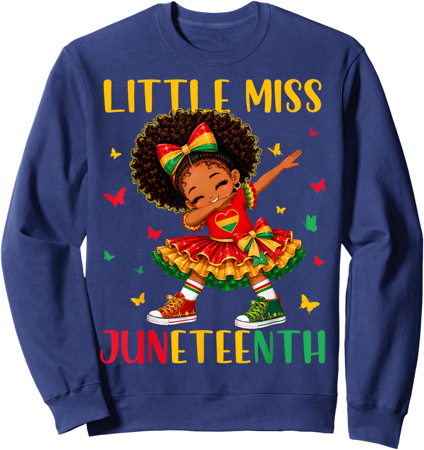 Cute Little Miss Juneteenth Black African Girl Kids Toddlers Sweatshirt - Sweatshirt | Navy