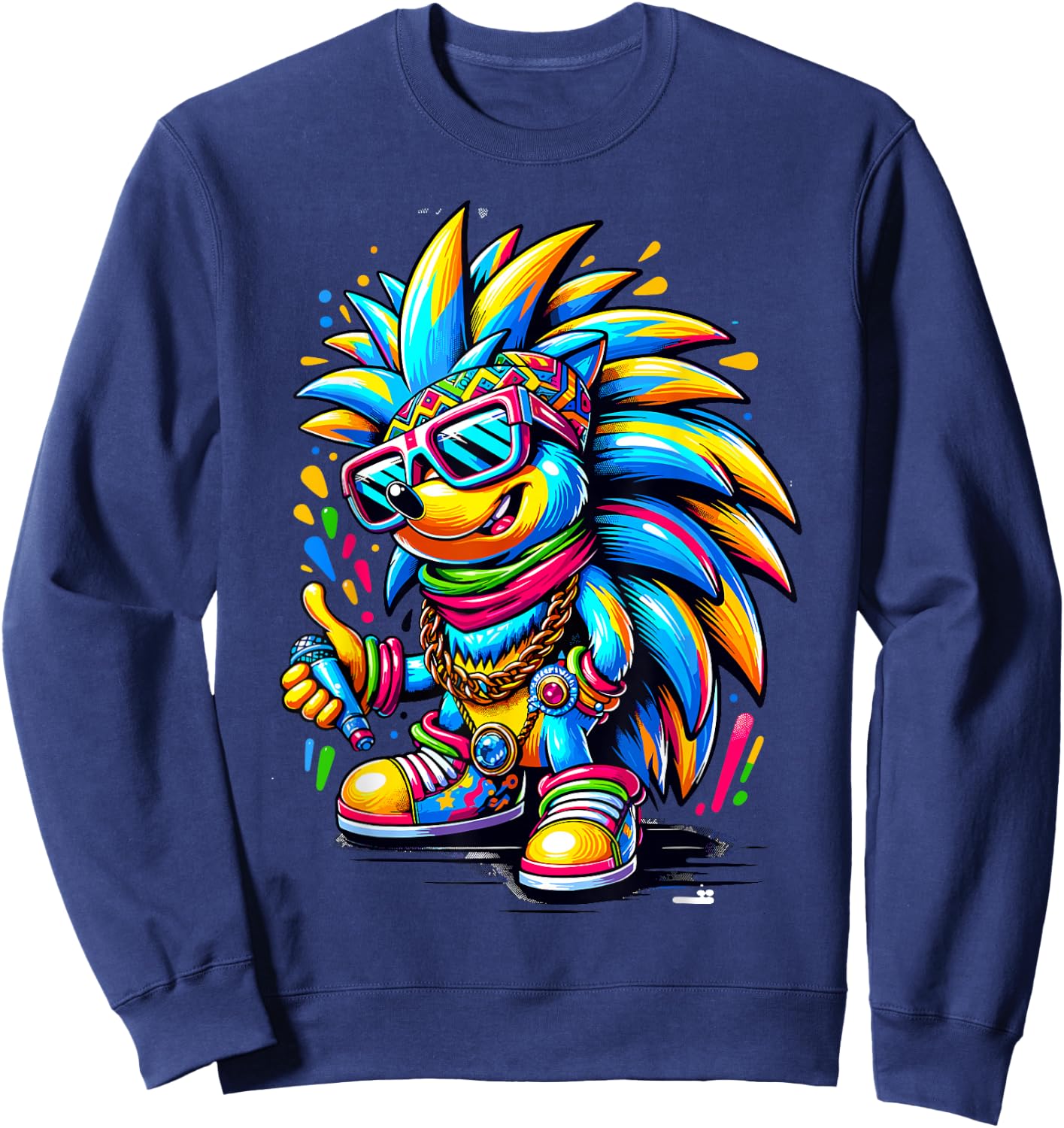 Urban Graffiti Hedgehog Lover Shirt Street Art Hedgehog Sweatshirt - Sweatshirt | Navy
