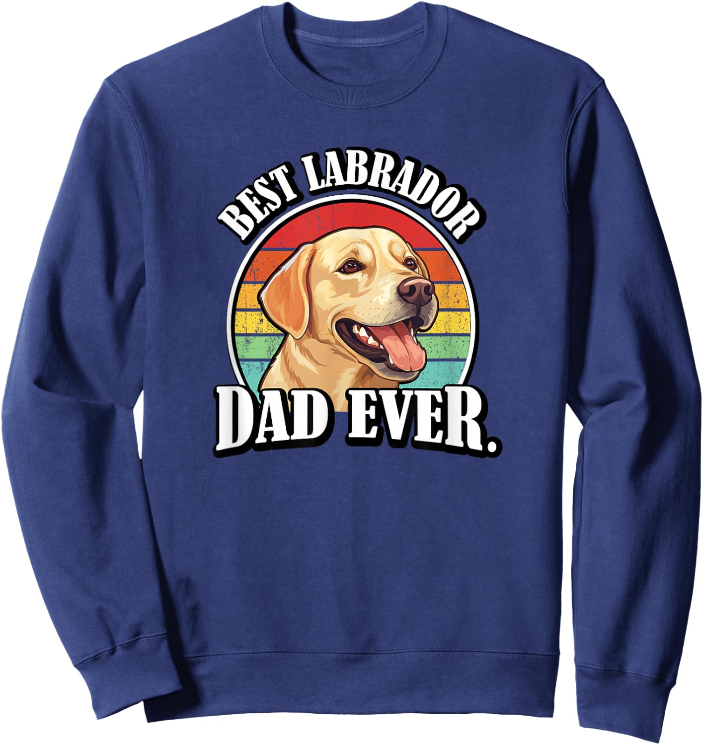 Boys Funny Retro Vintage Best Dad Yellow Lab Lover Sweatshirt - Sweatshirt | Navy