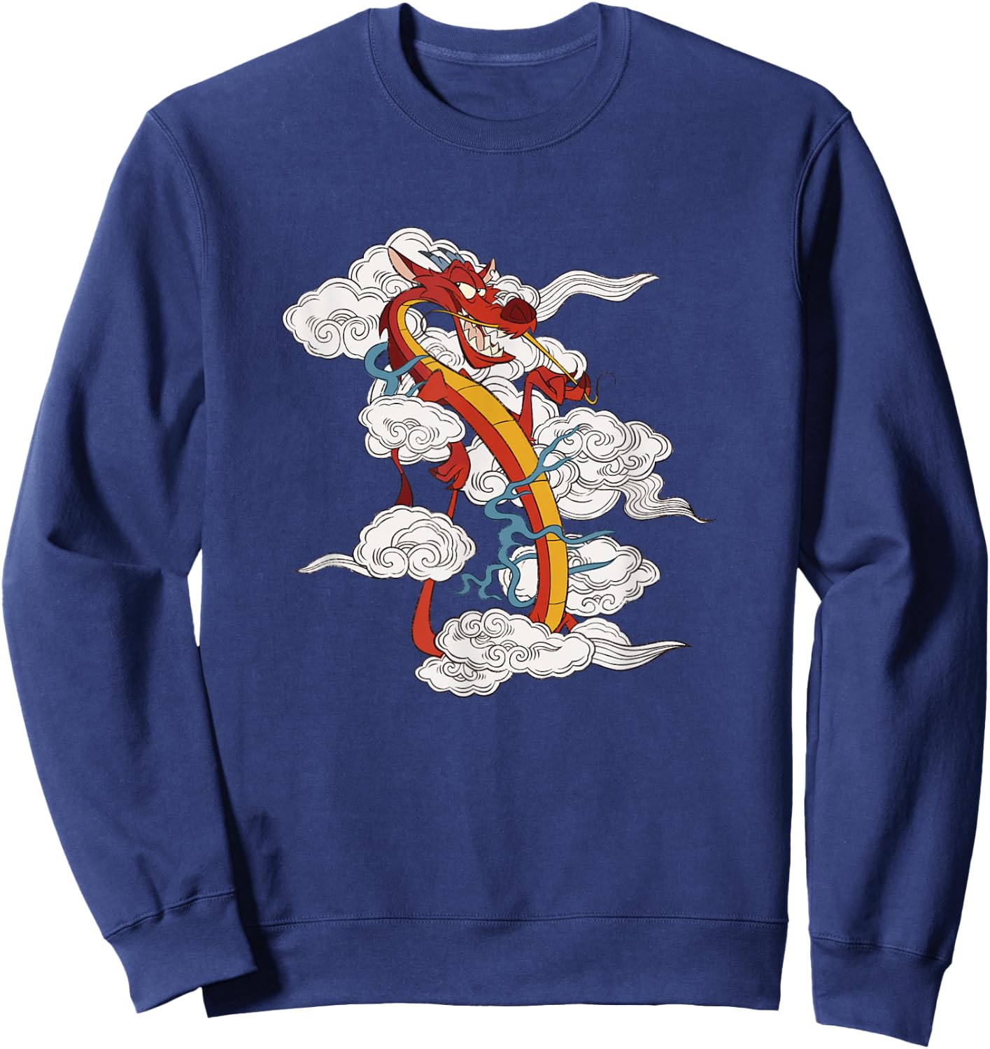 Disney Mulan Chinese New Years Sassy Mushu Clouds Portrait Sweatshirt - Sweatshirt | Navy