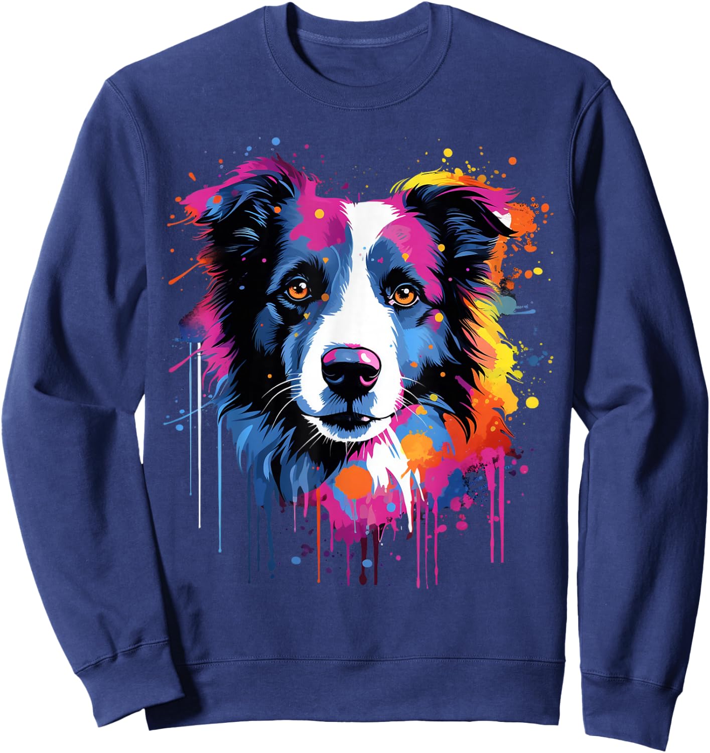 Niedlicher Border Collie Hund auf bemaltem Border Collie Sweatshirt - Sweatshirt | Navy