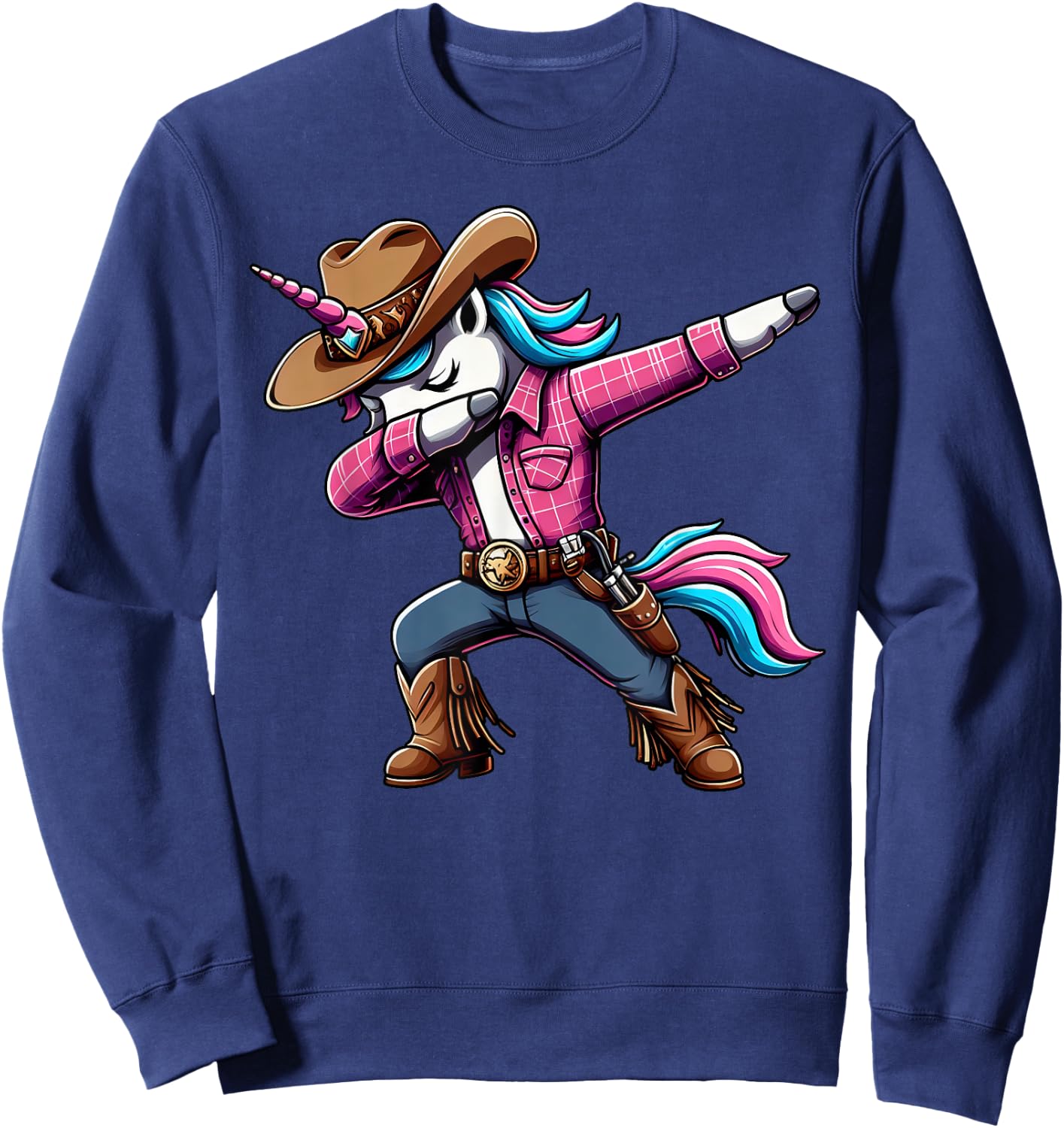 Halloween Dabbing Cute Cowboy Unicorn Apparel for Kids Boys Sweatshirt - Sweatshirt | Navy