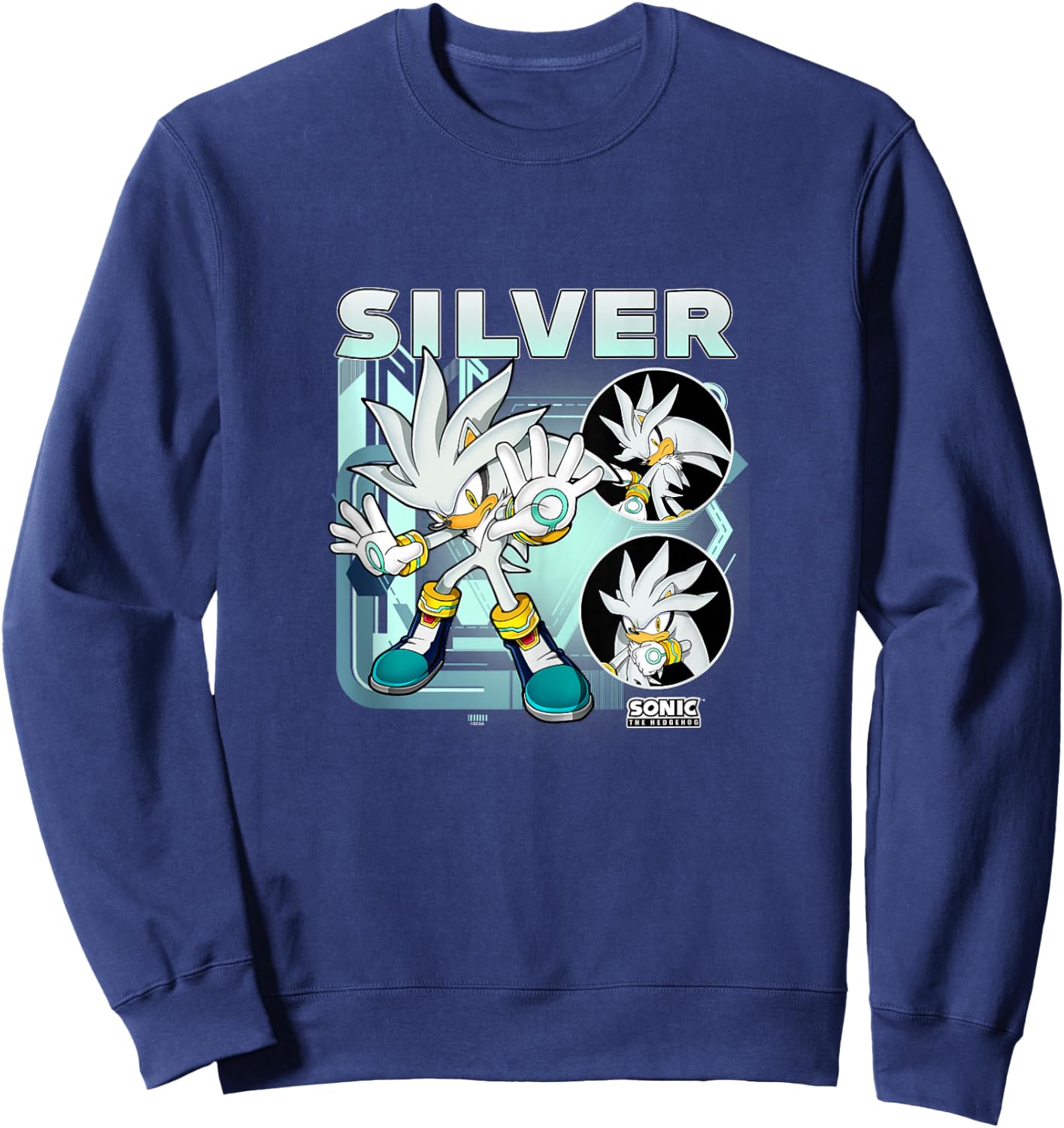 Sonic The Hedgehog Silver Multi Pose Poster Sweatshirt - Sweatshirt | Navy