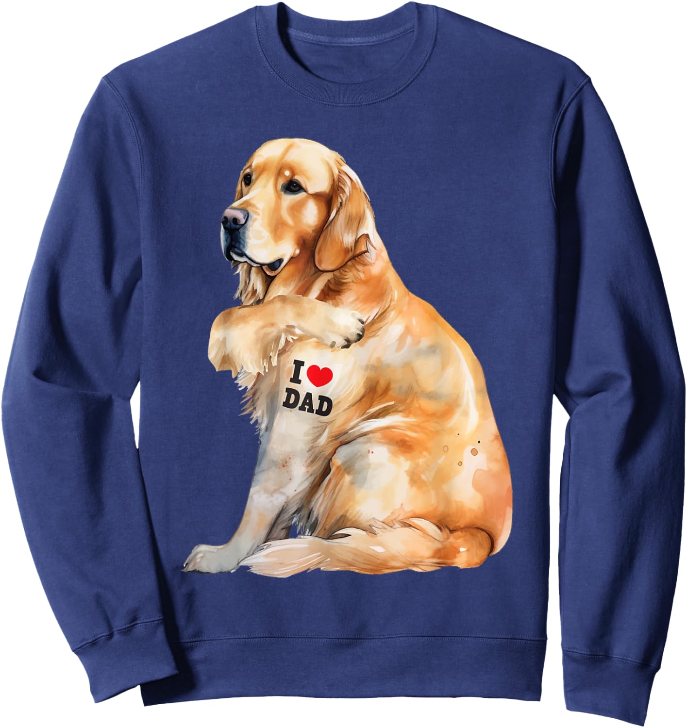 I Love Dad - Patriotic Golden Retriever Canine Dog Lover Kids Men Sweatshirt - Sweatshirt | Navy