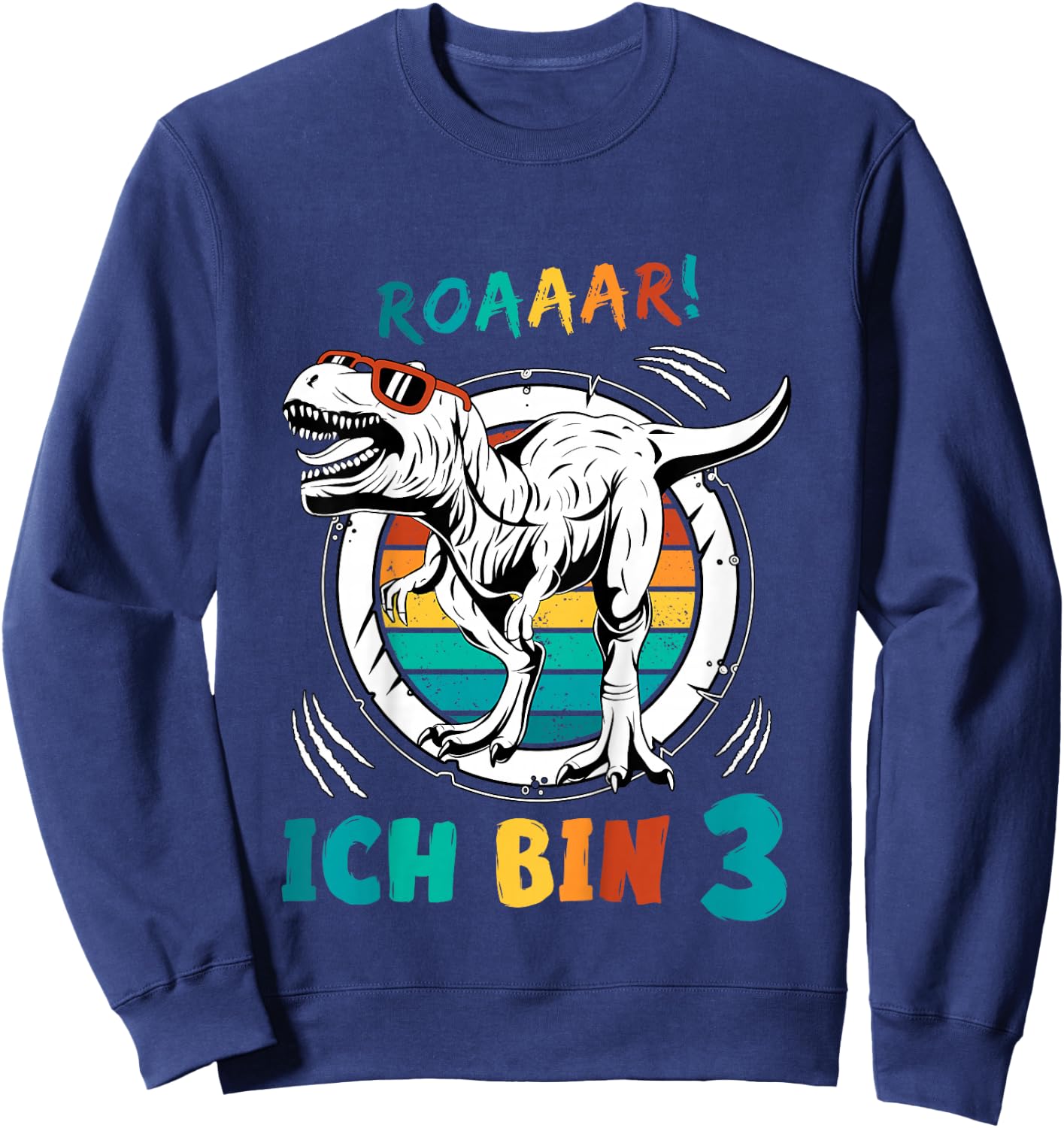 3 Geburtstag Junge Mädchen Dinosaurier 3 Jahre Alt Dino Sweatshirt - Sweatshirt | Navy