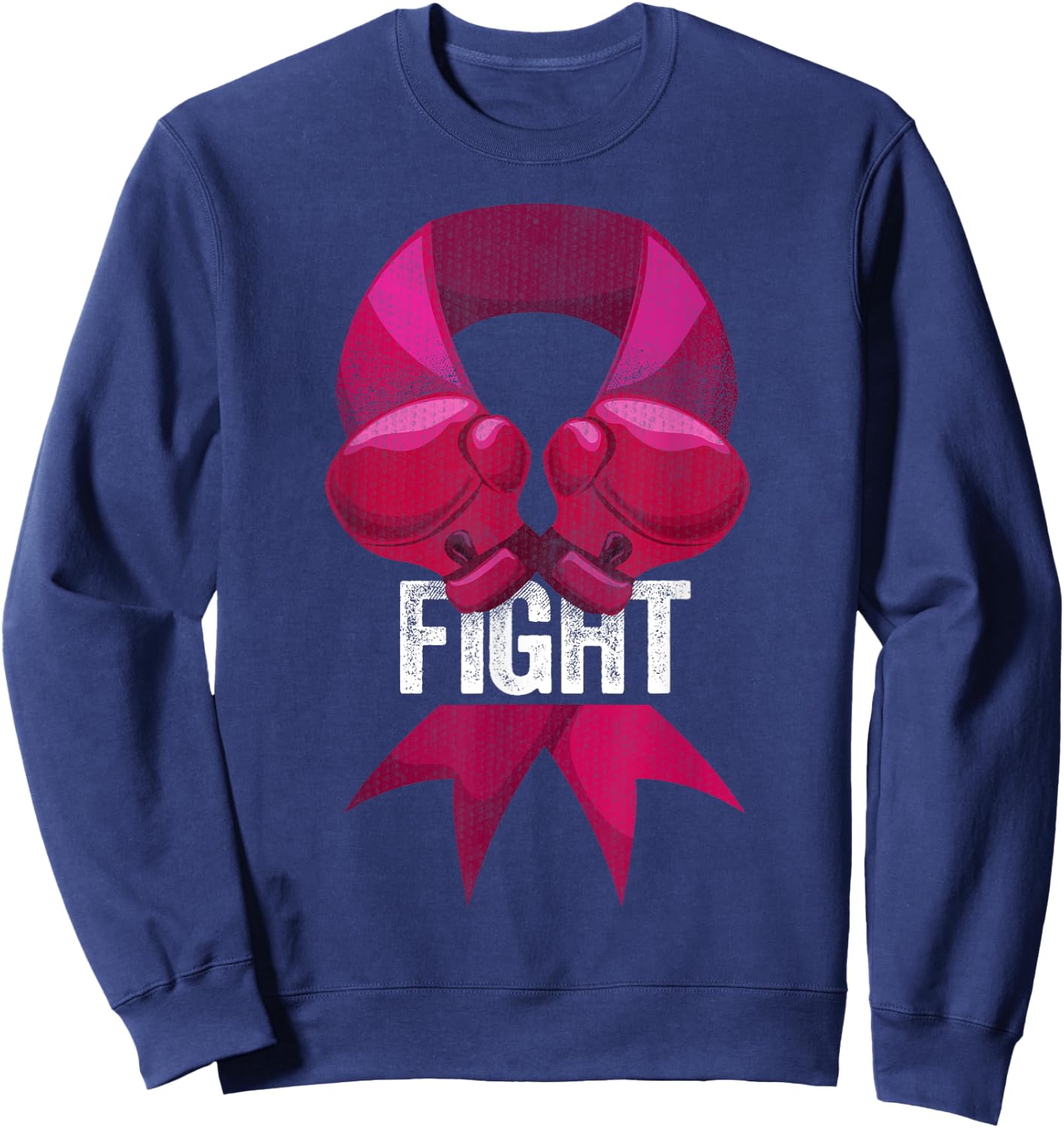 Pink Boxing Glove Fighter Awareness Breast Cancer Fight Sweatshirt - Sweatshirt | Navy