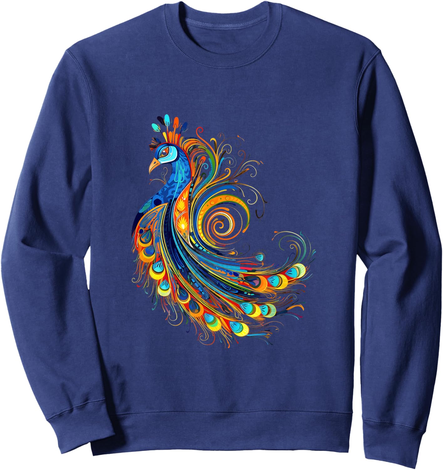 Peacock Indian Tribes Art Indigenous Sweatshirt - Sweatshirt | Navy