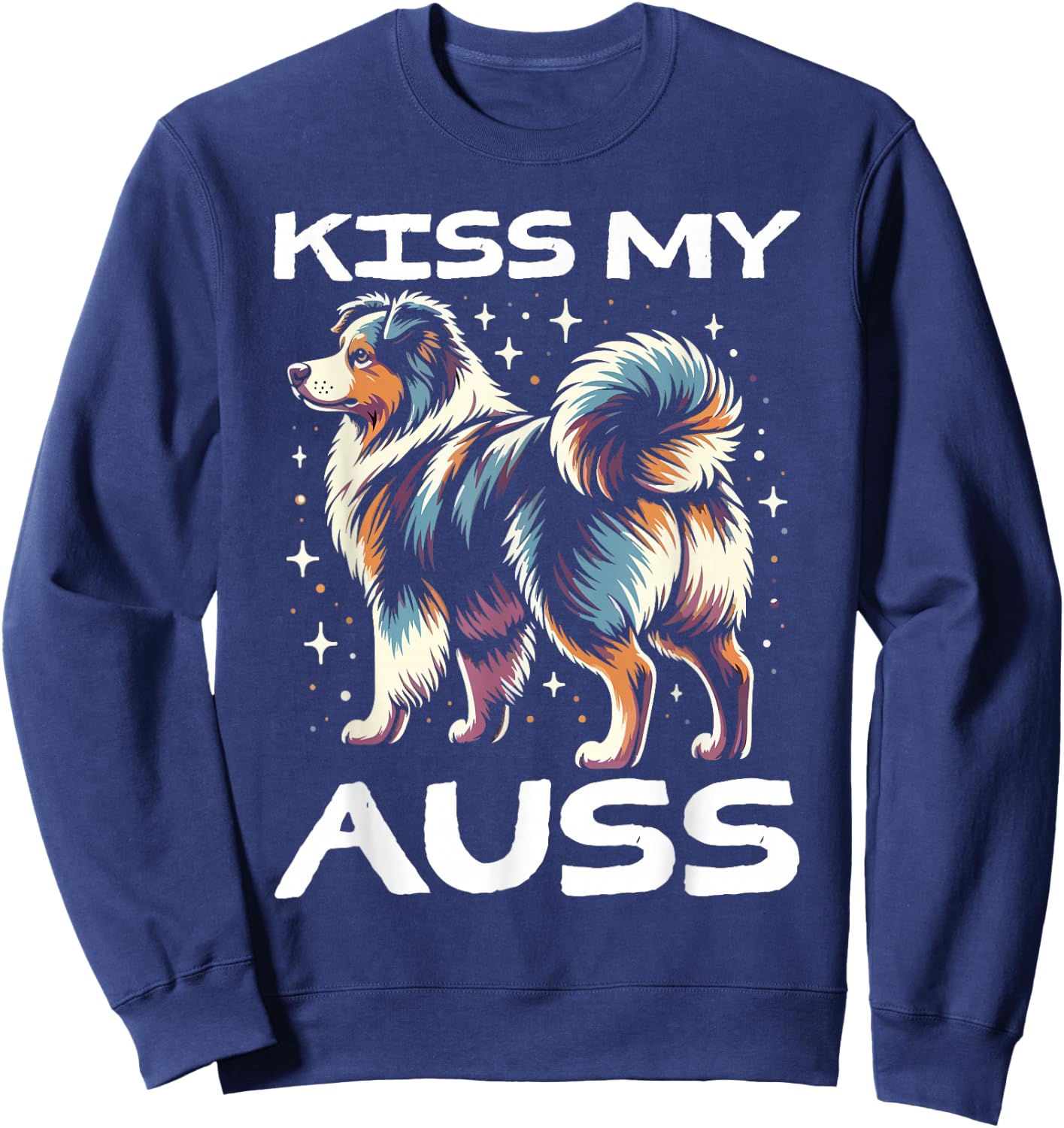 Australian Shepherd Dog Kiss Aussie Shepherd Dog Sweatshirt - Sweatshirt | Navy