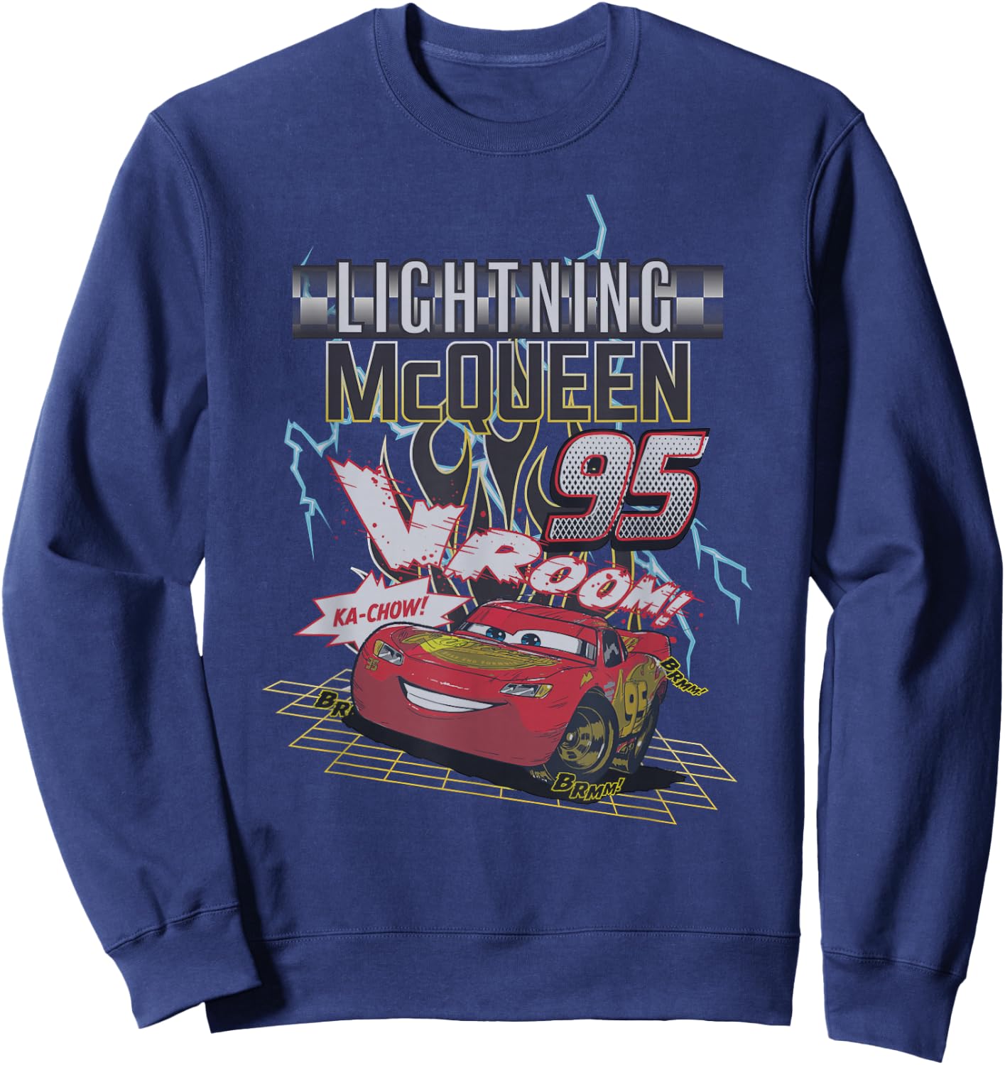 Disney Pixar Cars 2 Lighting Mc Queen 95 Distressed Portrait Sweatshirt - Sweatshirt | Navy