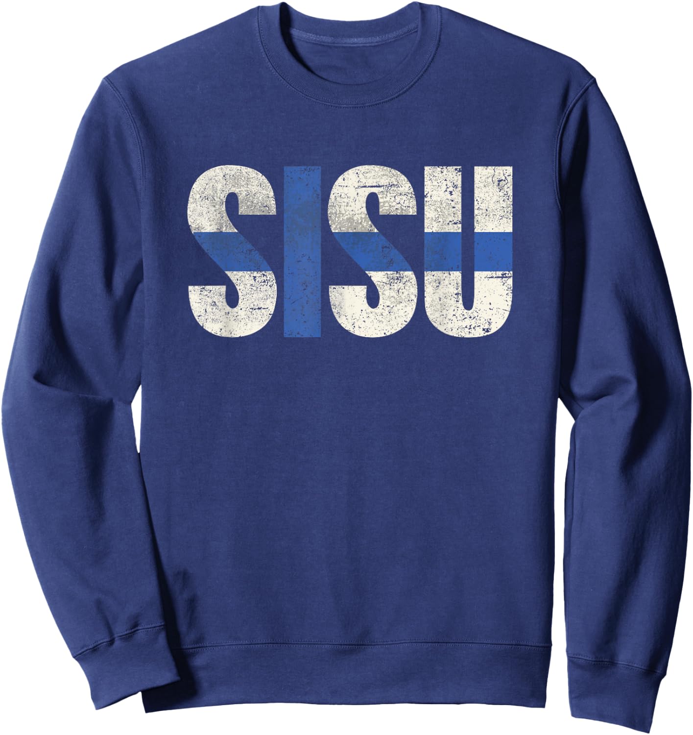 Sisu Finnish flag vintage distressed T Shirt Finland Suomi Sweatshirt - Sweatshirt | Navy