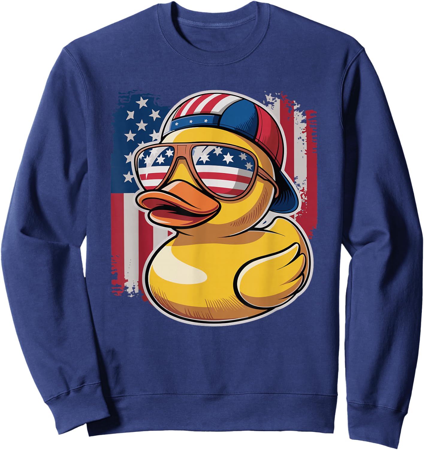 Patriotic Duck USA Flag Duck 4th of July For Toddler Boys Sweatshirt - Sweatshirt | Navy