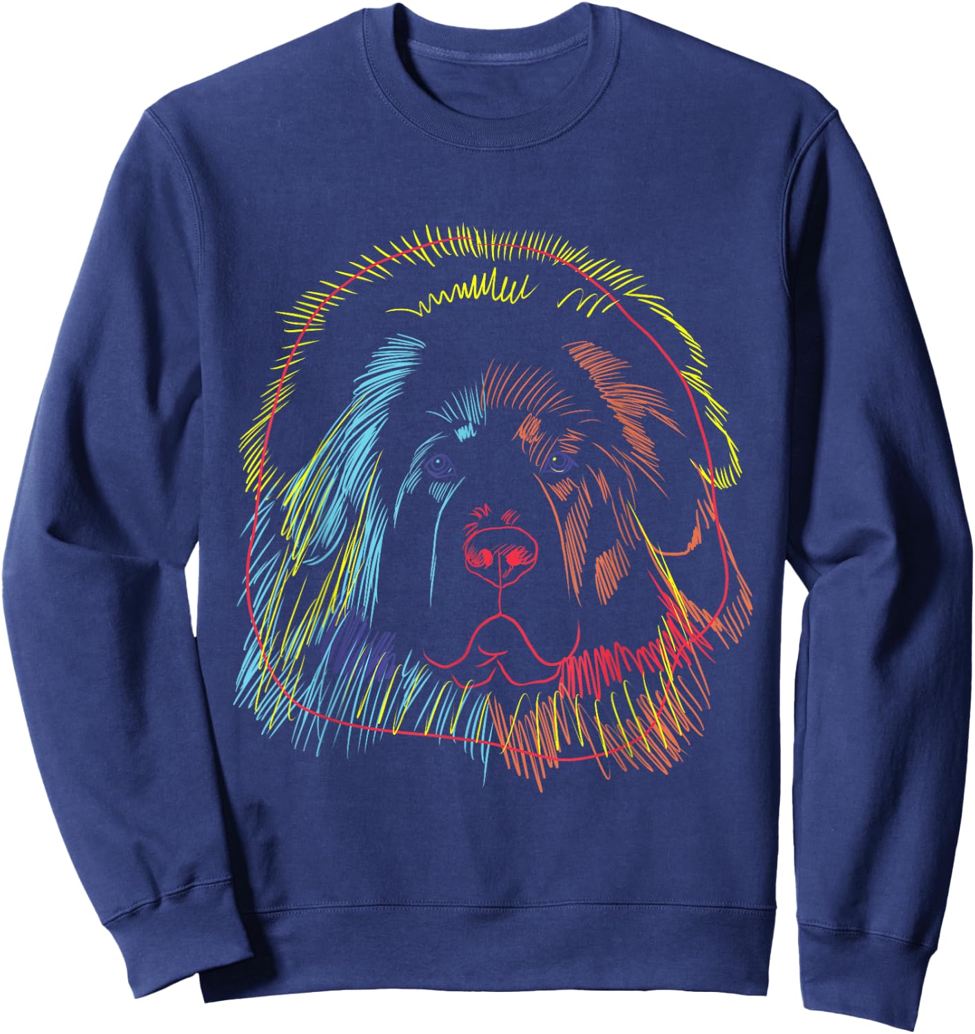 Colourful Tibetan Mastiff Dog Sweatshirt - Sweatshirt | Navy
