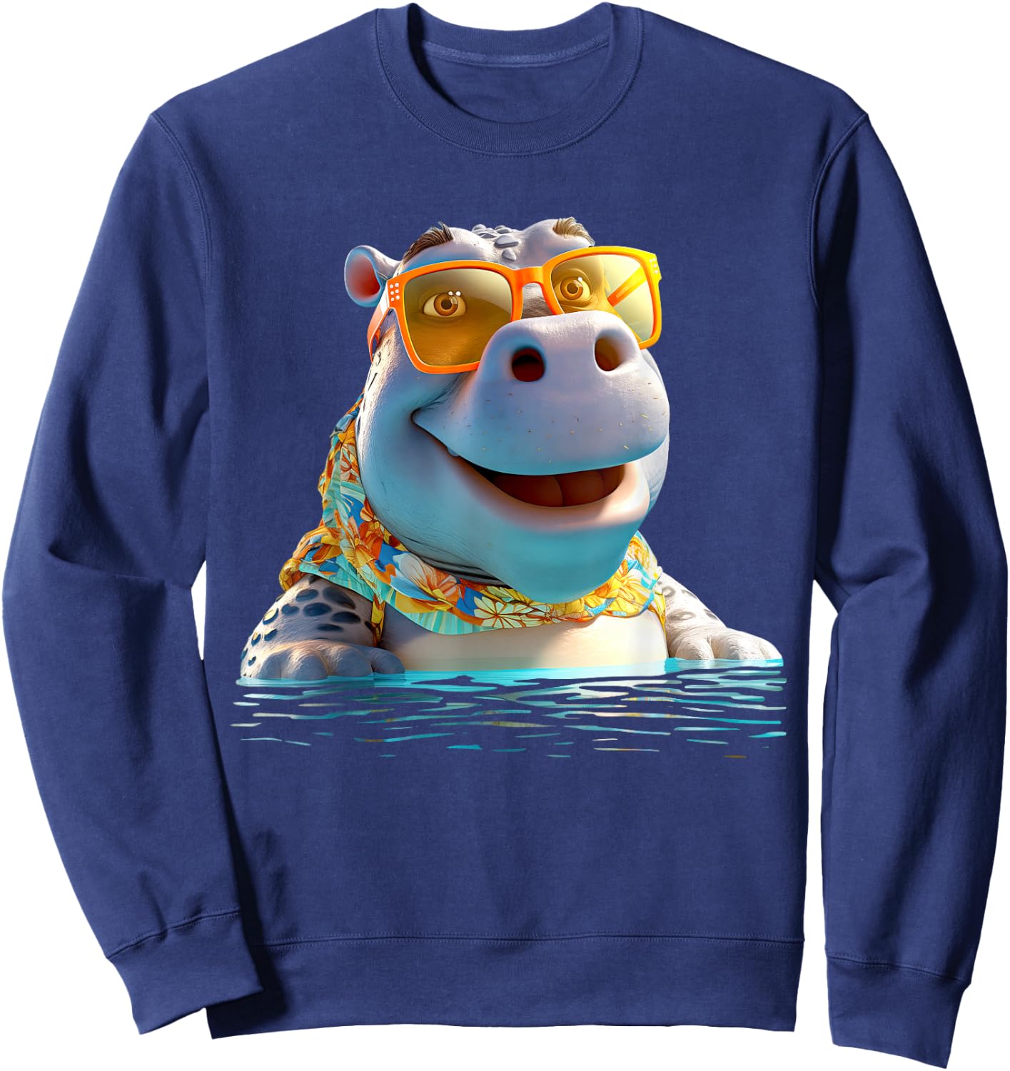 Nilpferd mit Sonnenbrille Hippo Flusspferd Süße Nilpferde Sweatshirt - Sweatshirt | Navy