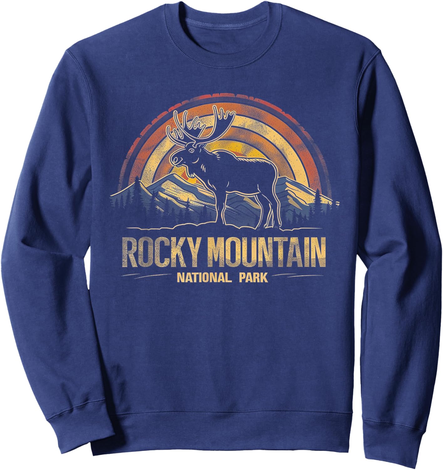 Rocky Mountain US National Park Vintage Men Women Kids Retro Sweatshirt - Sweatshirt | Navy