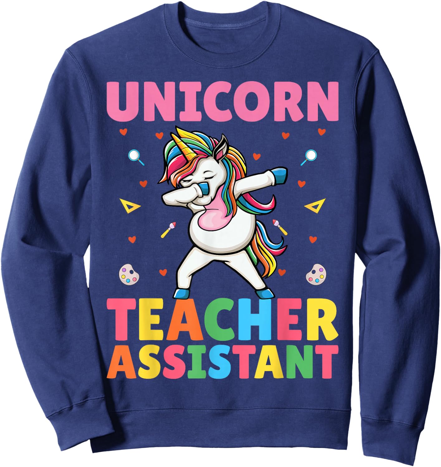 Dabbing Unicorn Teacher Assistant - Funny Teaching Aide Sweatshirt - Sweatshirt | Navy