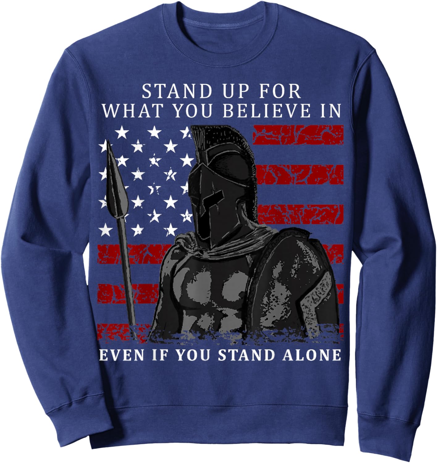 Spartan Warrior American Flag Sweatshirt - Sweatshirt | Navy