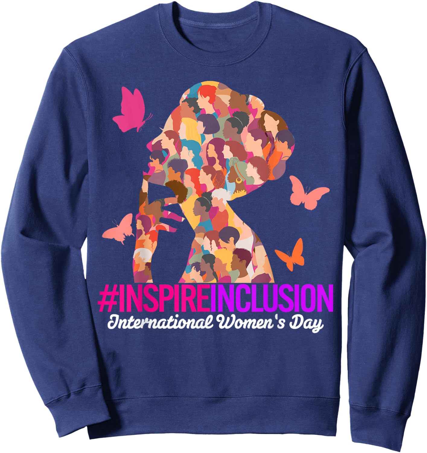 Inspire Inclusion International Women's Day 2025 Girl Women Sweatshirt - Sweatshirt | Navy