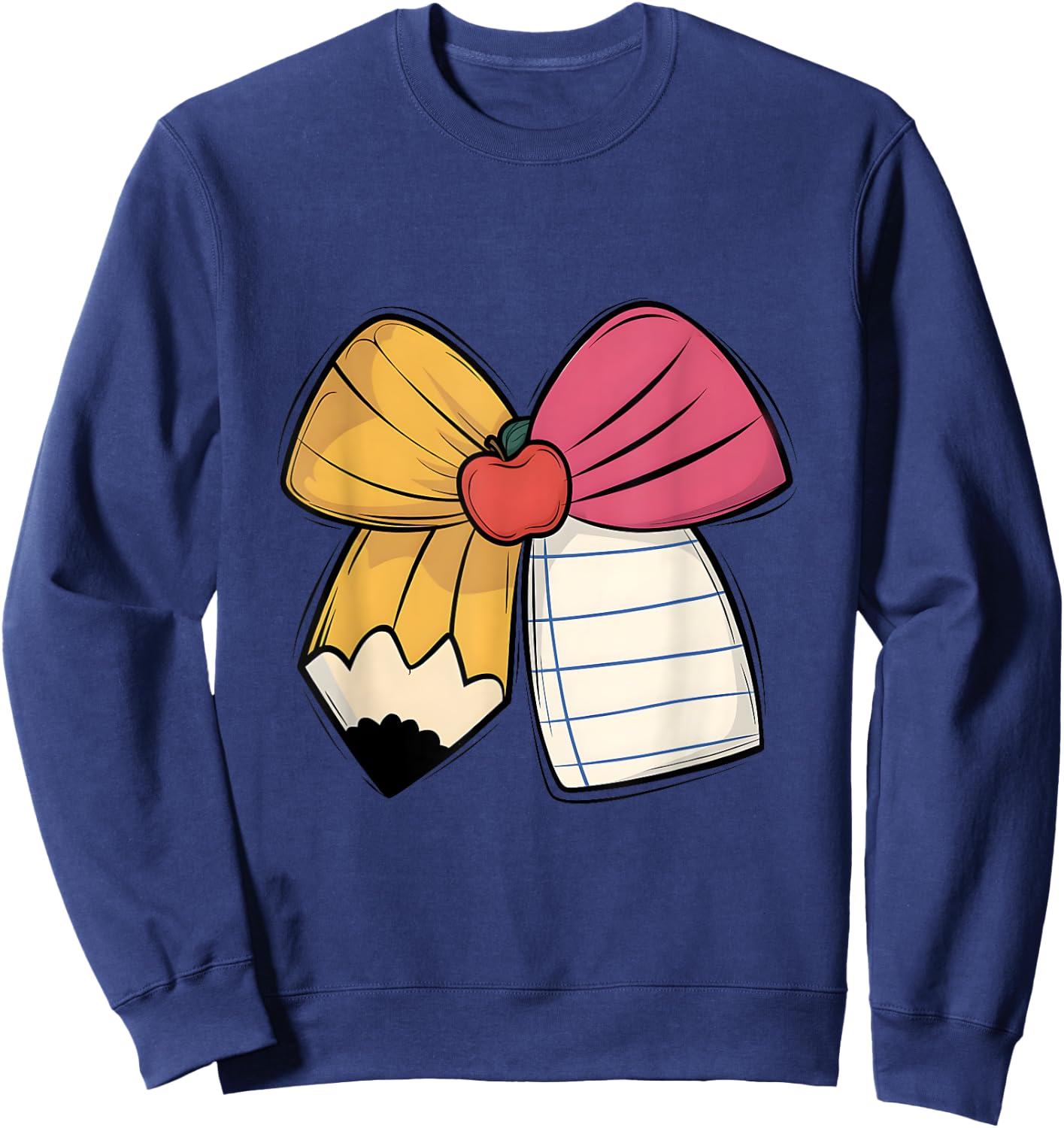 Coquette Bow Pencil Paper Back To School Teacher Student Sweatshirt - Sweatshirt | Navy