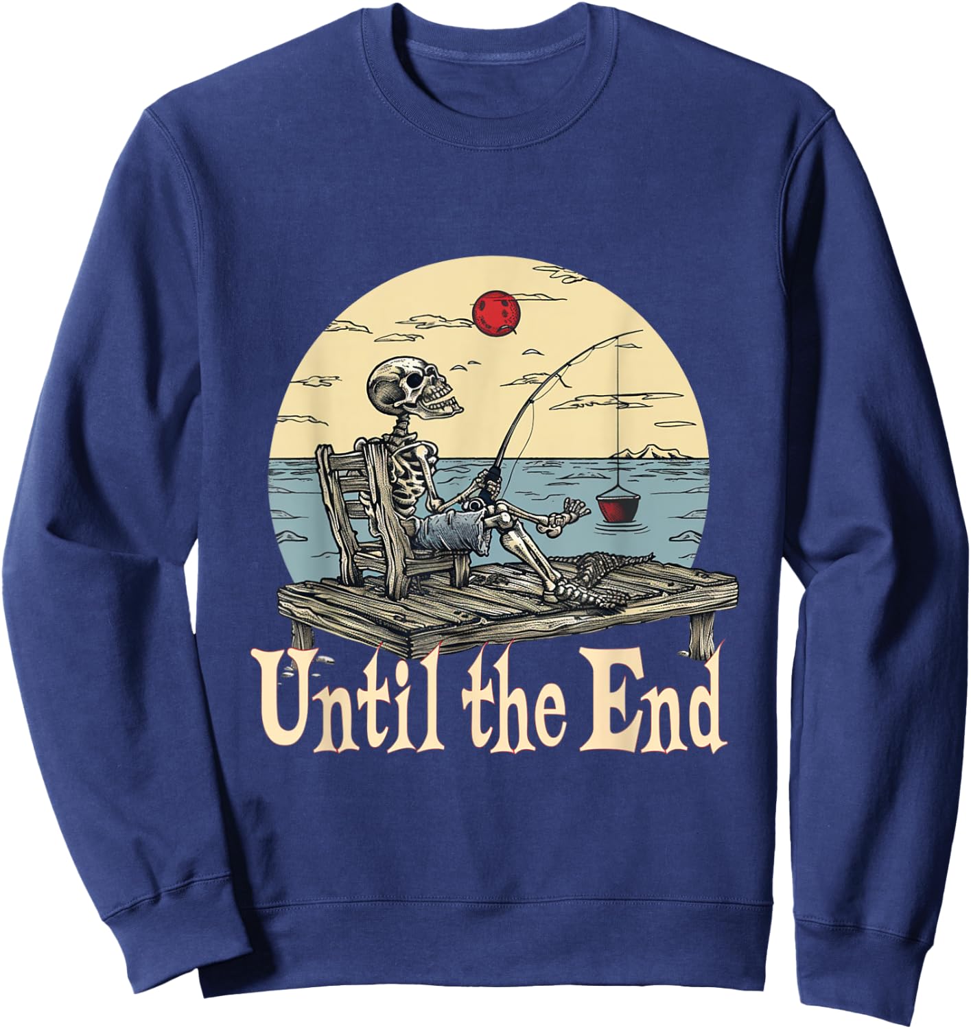 Skelett Angeln bis zum Ende Lustiger Fischer Sweatshirt - Sweatshirt | Navy