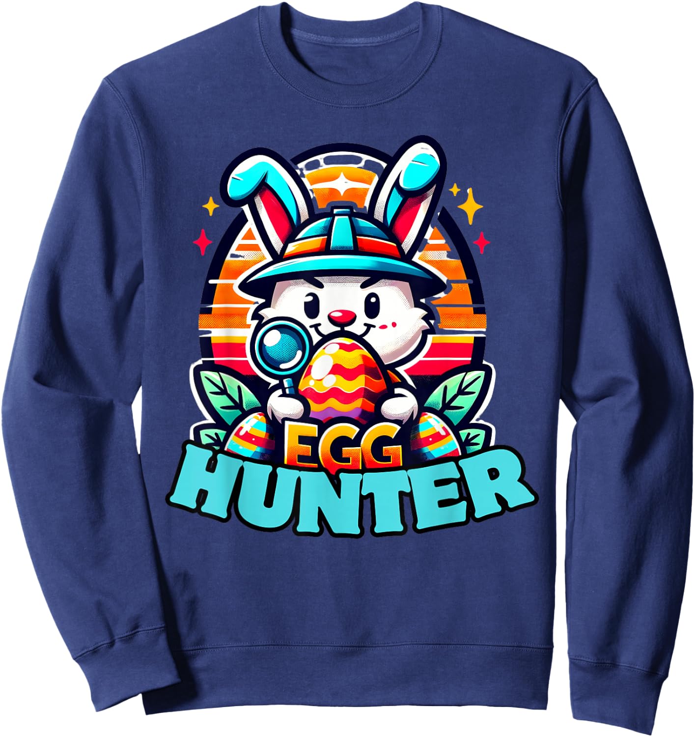 Egg Hunting Squad Graphic Easter Egg Hunt Sweatshirt - Sweatshirt | Navy