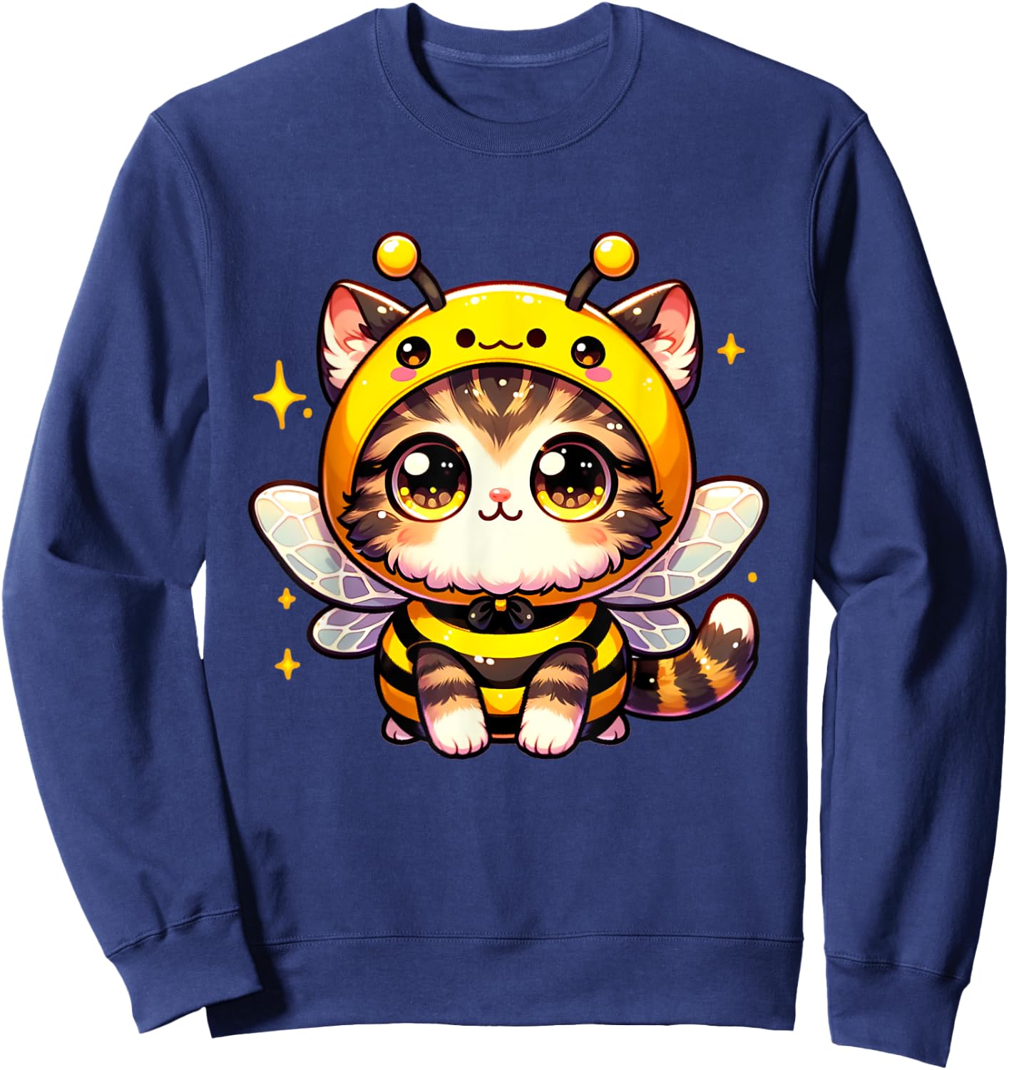 Cute kawaii cat in a bee costume halloween bee theme Sweatshirt - Sweatshirt | Navy