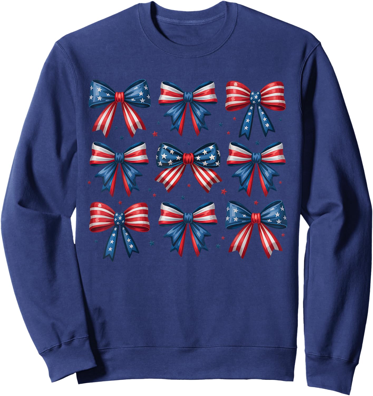 Patriotic Bow Coquette 4th Of July USA Red White And Blue Sweatshirt - Sweatshirt | Navy