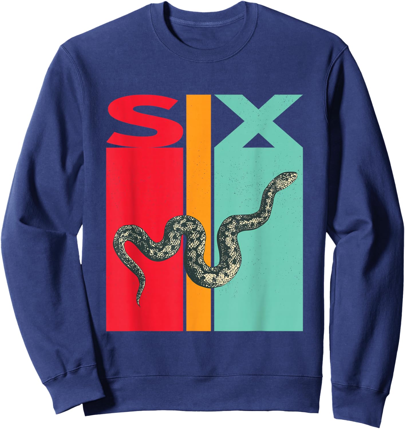 6th Birthday Vintage Snake Pet Reptile 6 Years Old Sweatshirt - Sweatshirt | Navy