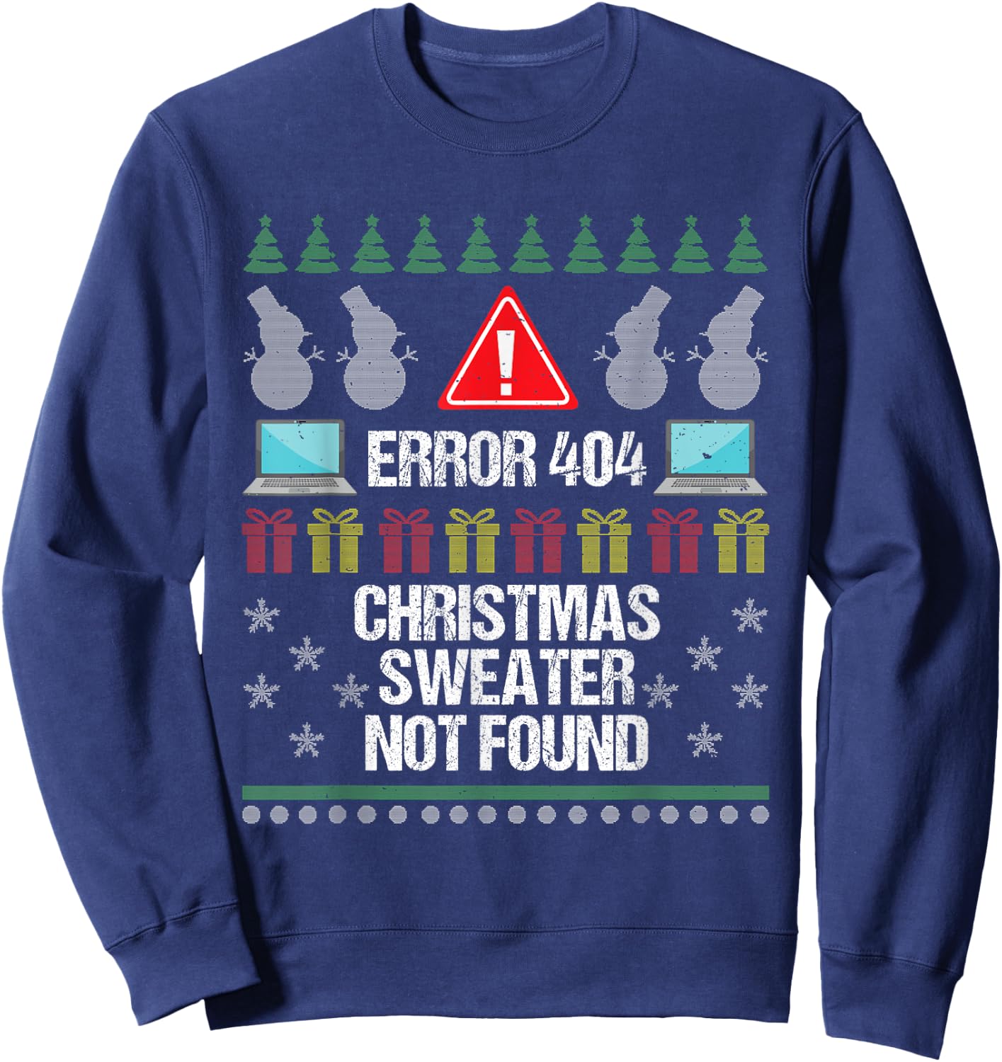 Computer Error 404 Ugly Christmas Sweater Not Found Sweatshirt - Sweatshirt | Navy