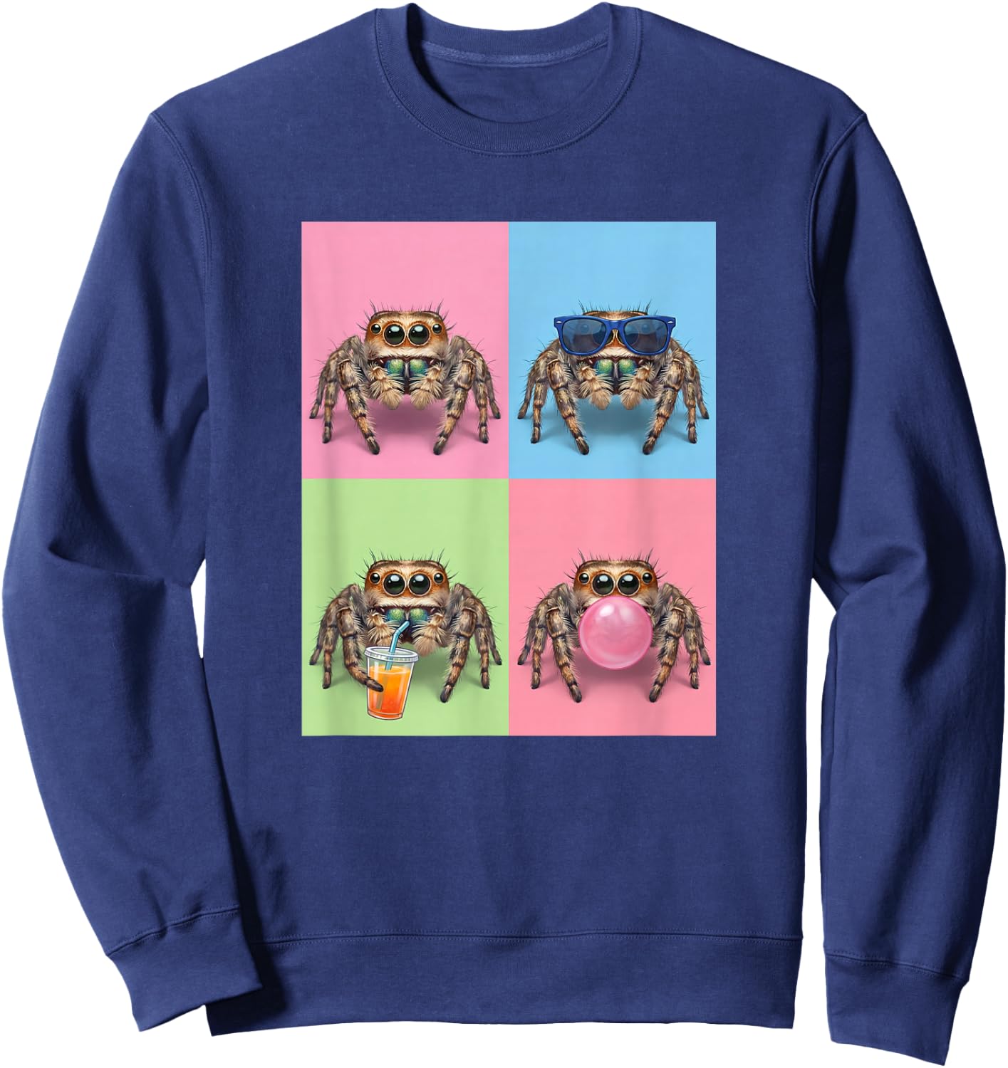 Jumping Spiders Funny Jumping Spider Sweatshirt - Sweatshirt | Navy