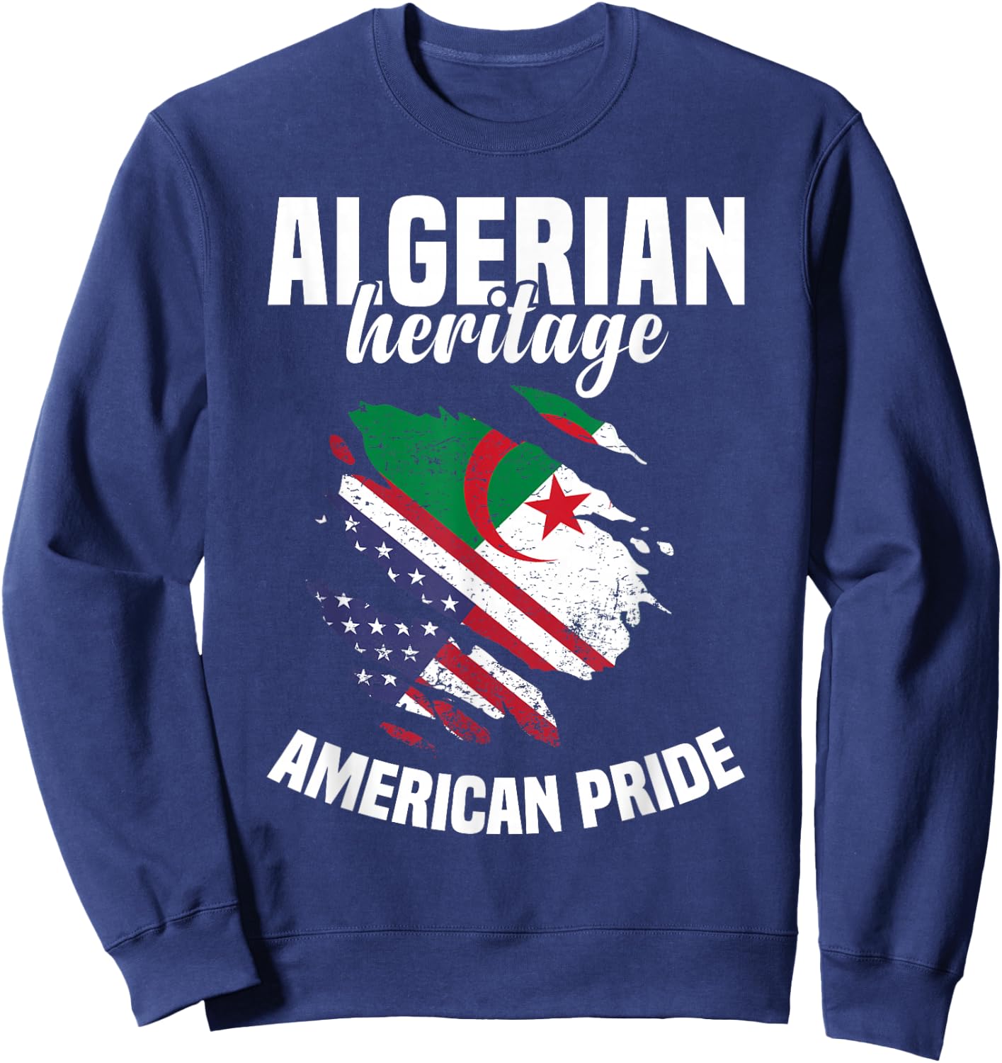 Algeria Flag Outfit American Flags US Uniform Algerian Sweatshirt - Sweatshirt | Navy