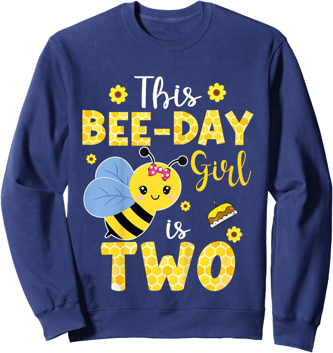 This Bee-Day Girl Is Two 2 Years Old 2nd Birthday Kids Sweatshirt - Sweatshirt | Navy