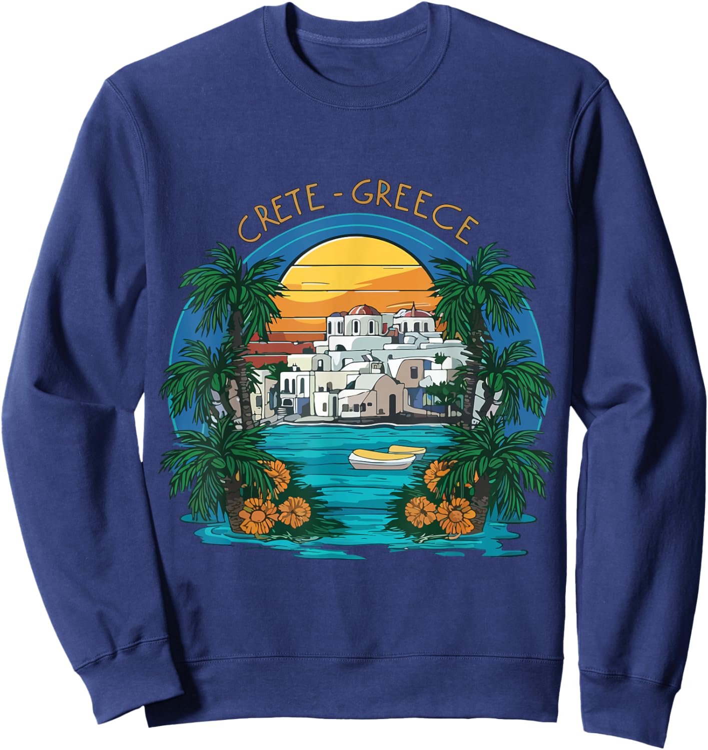Crete Summer Greece Souvenir Greek Island Vacation Men Women Sweatshirt - Sweatshirt | Navy