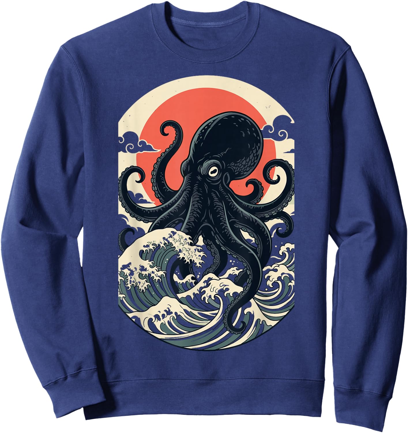 Giant Sea Creature Art Men Women Funny Octopus Sweatshirt - Sweatshirt | Navy