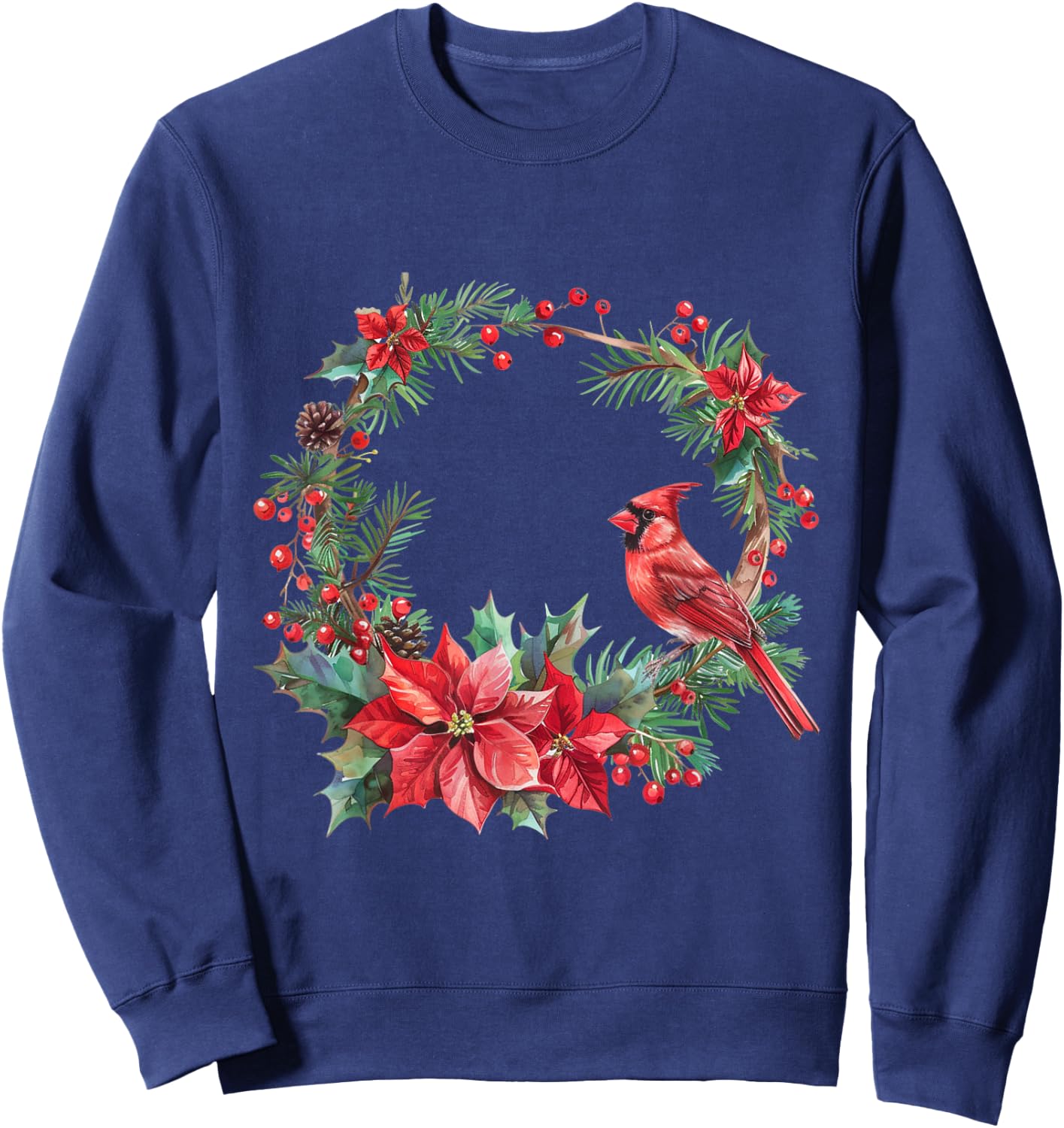 Red Cardinal Christmas Bird Merry Christmas Pajama Sweatshirt - Sweatshirt | Navy