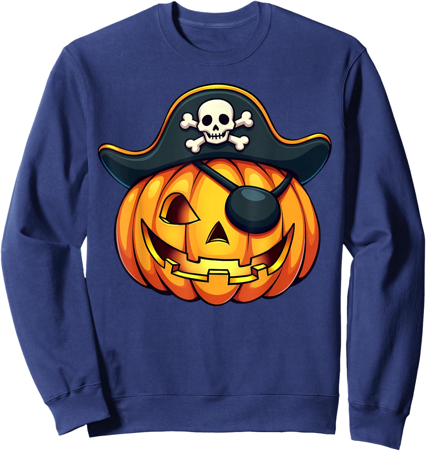 Cute Pirate Jack O Lantern Pumpkin Halloween Costume Sweatshirt - Sweatshirt | Navy