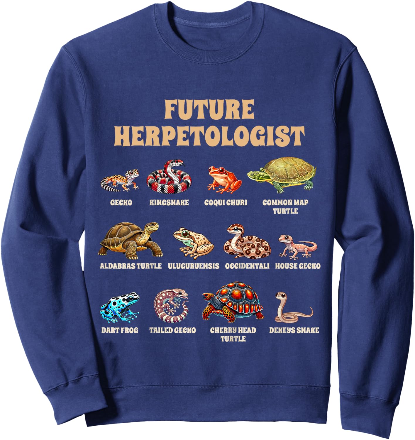 Kids Lizard Lover Reptile Lover Herpetology Future Herpetologist Sweatshirt - Sweatshirt | Navy