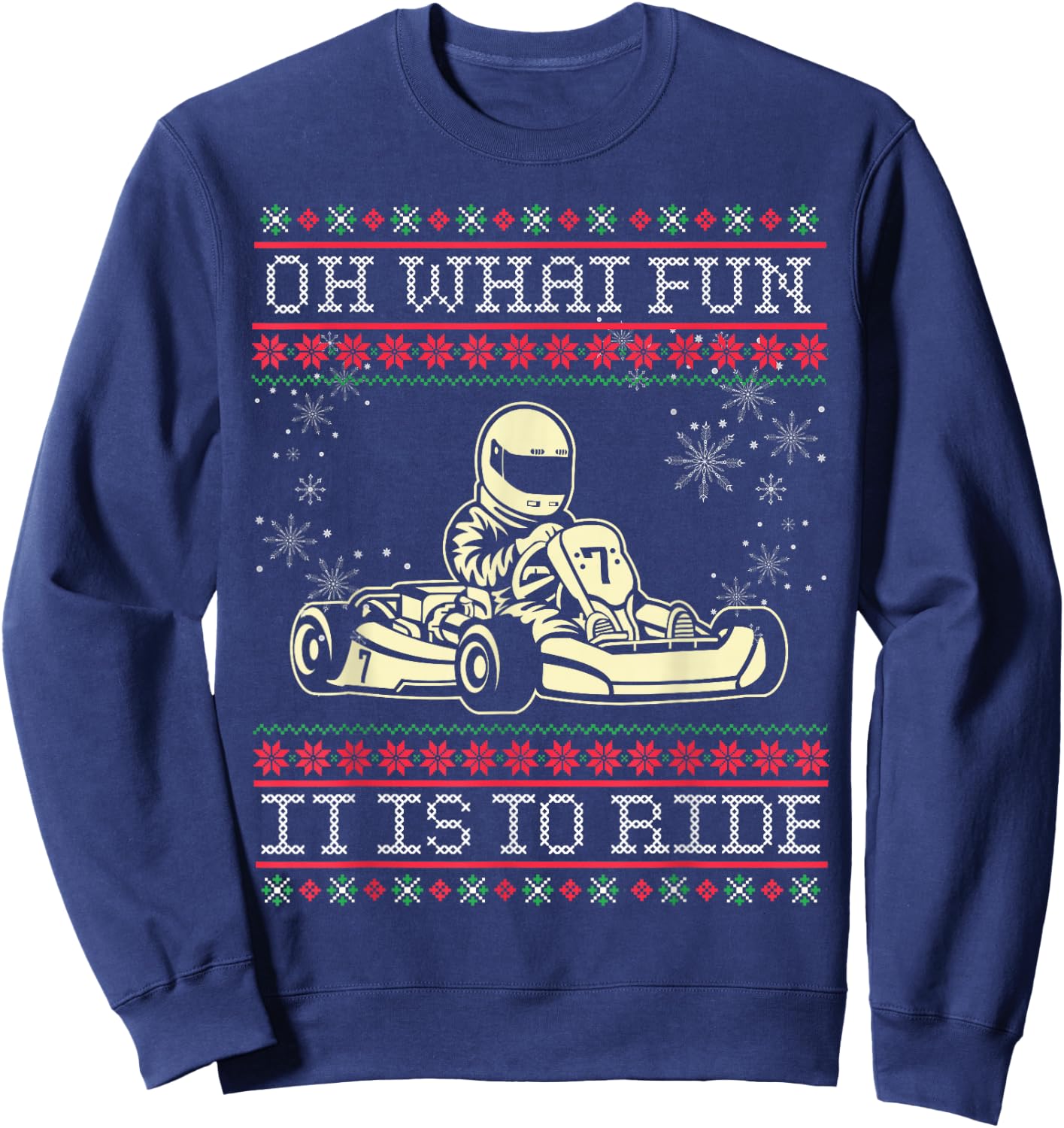 Ugly Christmas Go Kart Oh What Fun it is to Ride Sweatshirt - Sweatshirt | Navy