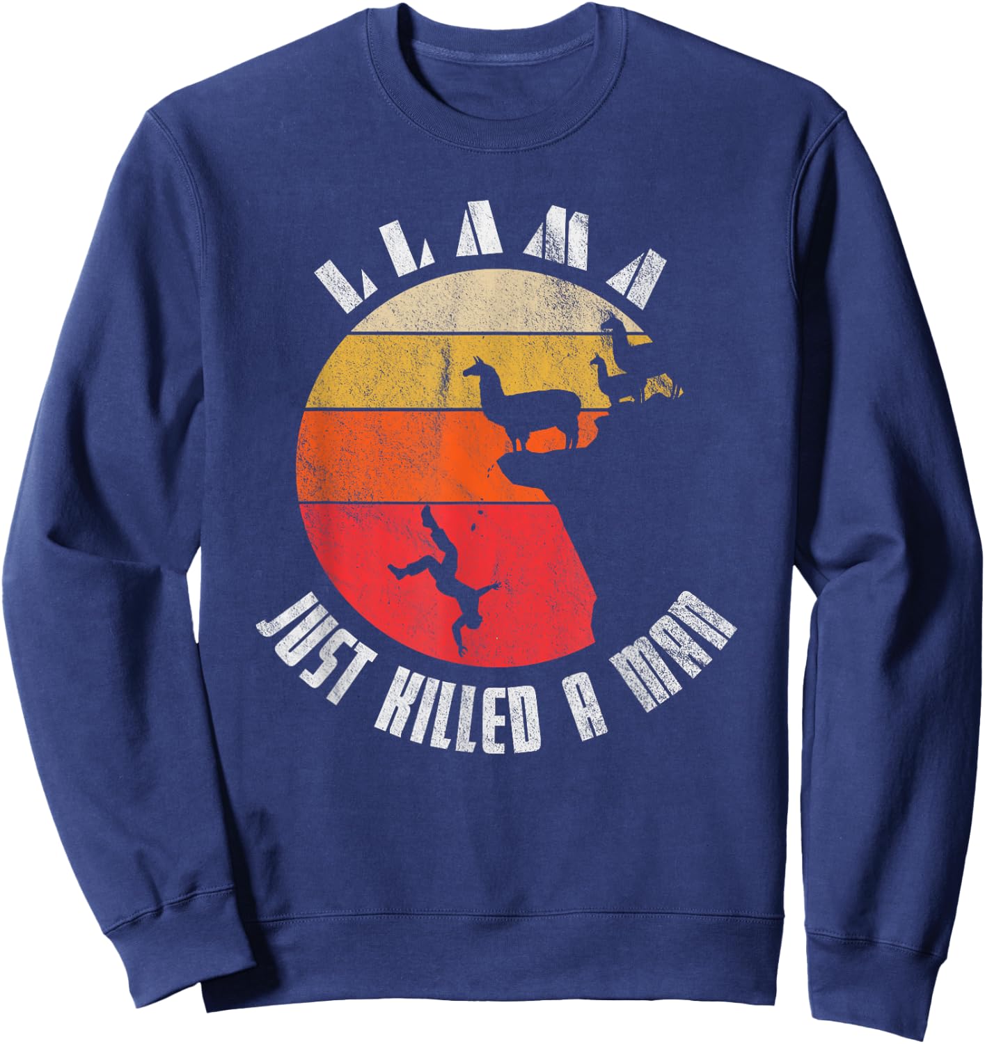 Retro Llama Just Killed A Man Sweatshirt - Sweatshirt | Navy