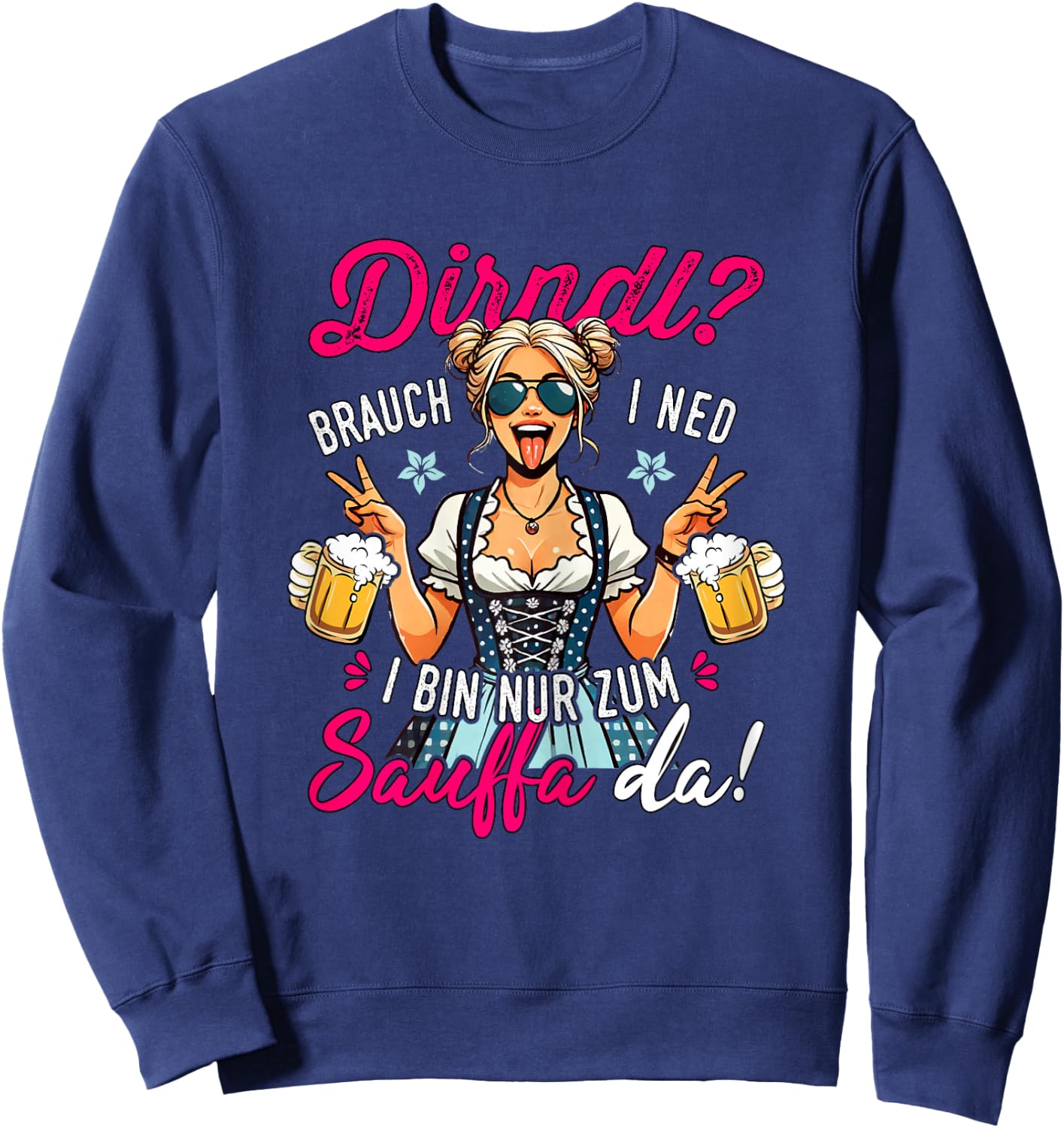 Passend für Oktoberfest Outfit Damen Trachtenshirt Trachten Sweatshirt - Sweatshirt | Navy