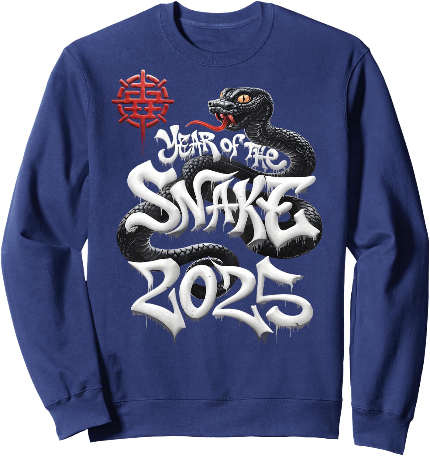 On Back | Year Of The Snake 2025 Lunar and Chinese New Year Sweatshirt - Sweatshirt | Navy