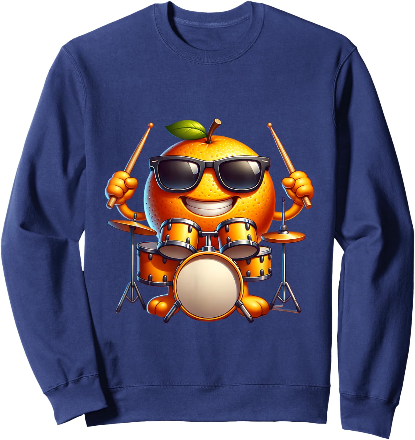 Drums Orange Fruit Rire Batterie Solaire Sweatshirt - Sweatshirt | Navy