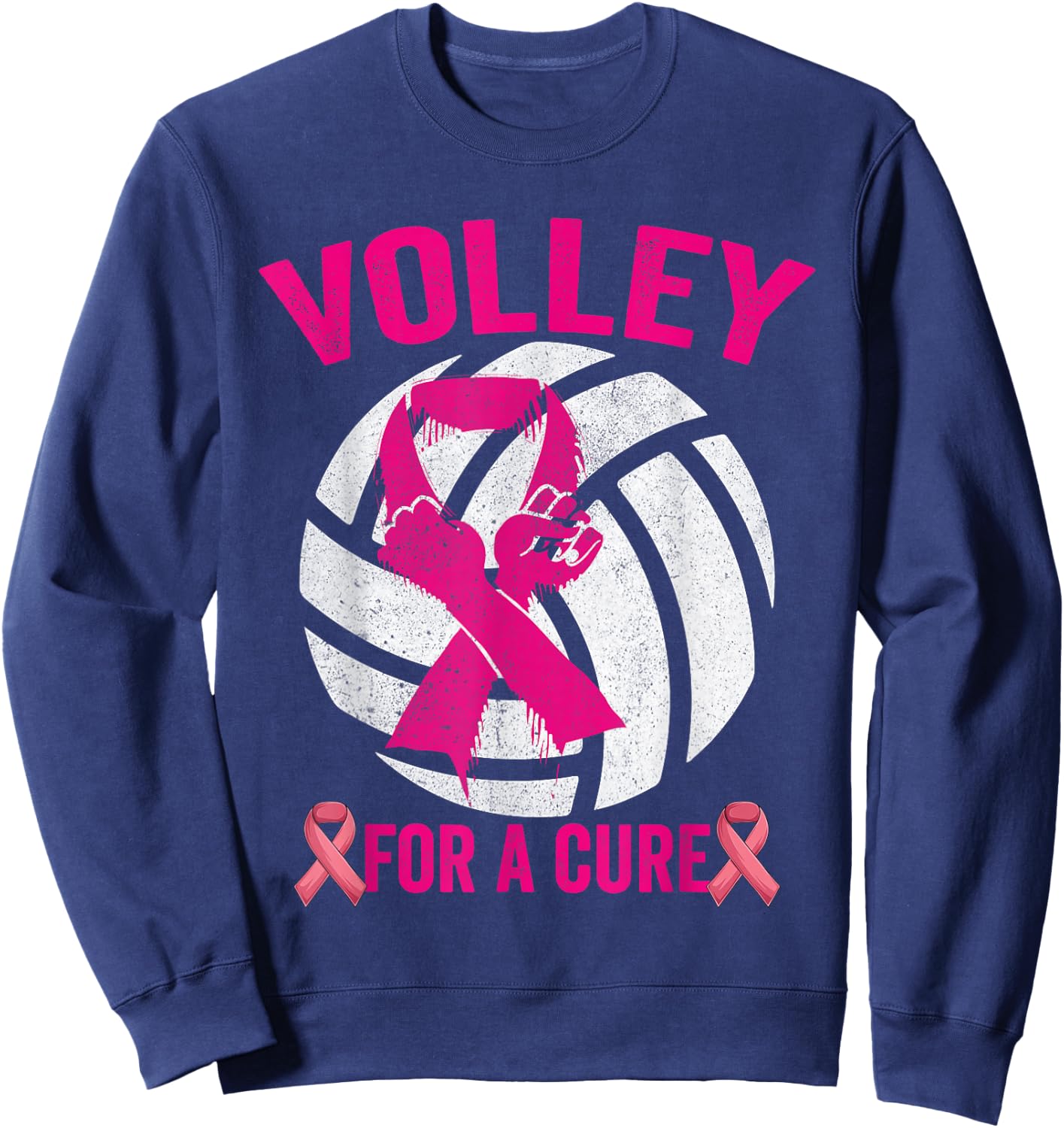 Volley For A Cure Volleyball Breast Cancer Awareness Sweatshirt - Sweatshirt | Navy