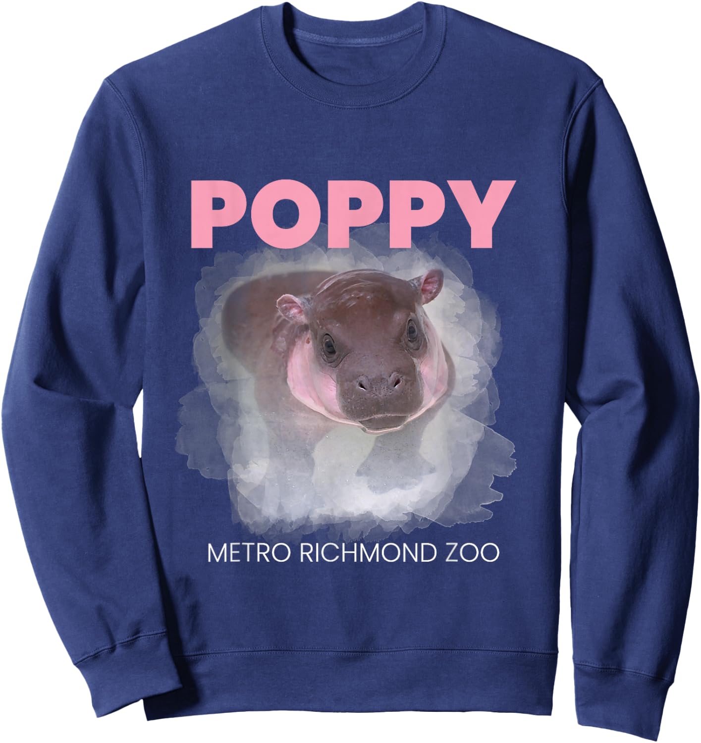 Poppy Cute Baby Pygmy Hippo Official Merch Sweatshirt - Sweatshirt | Navy