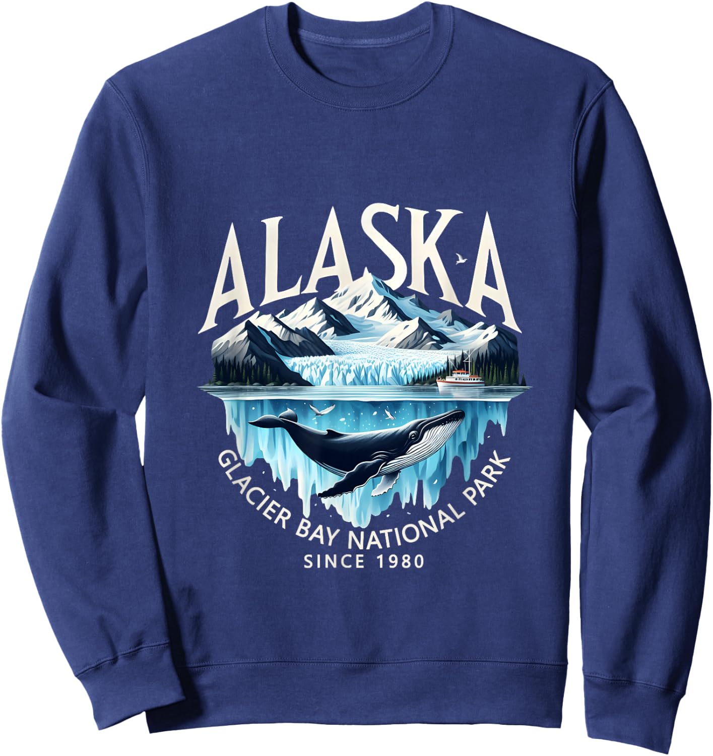 Alaska Glacier Bay National Park Sine 1980 Alaska Cruise Sweatshirt - Sweatshirt | Navy