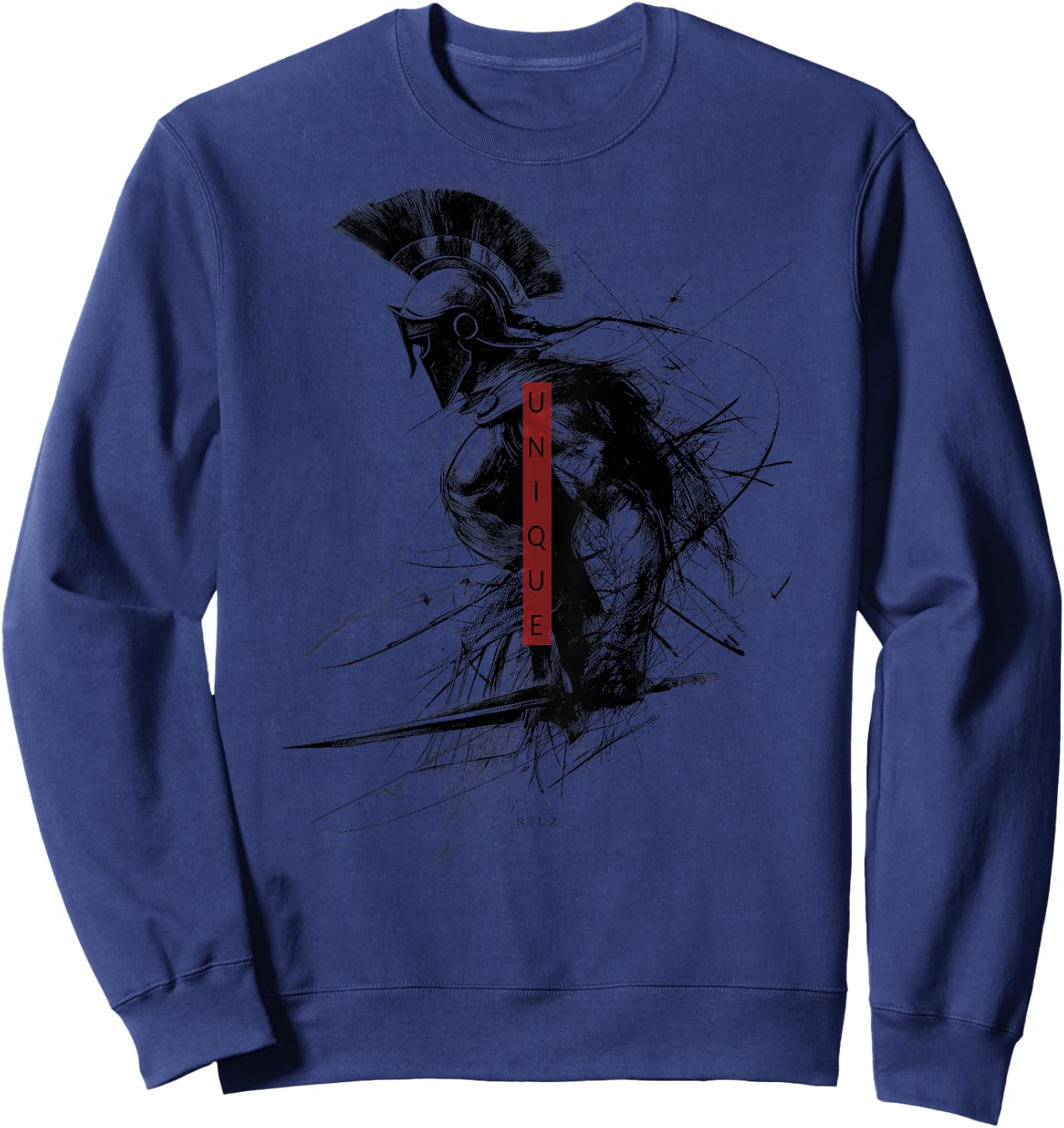 Greek Sparta Helmet Warrior Soldier Backprint Spartan , gray Sweatshirt - Sweatshirt | Navy
