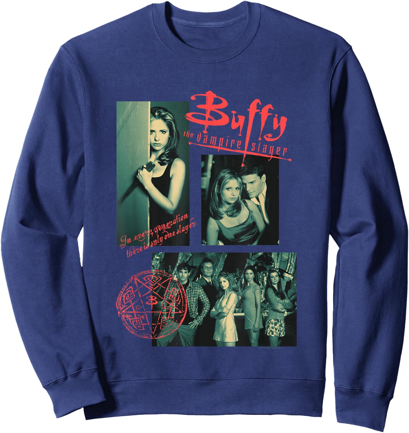 Buffy The Vampire Slayer Sunnydale High Vintage Collage , Black, S Sweatshirt - Sweatshirt | Navy